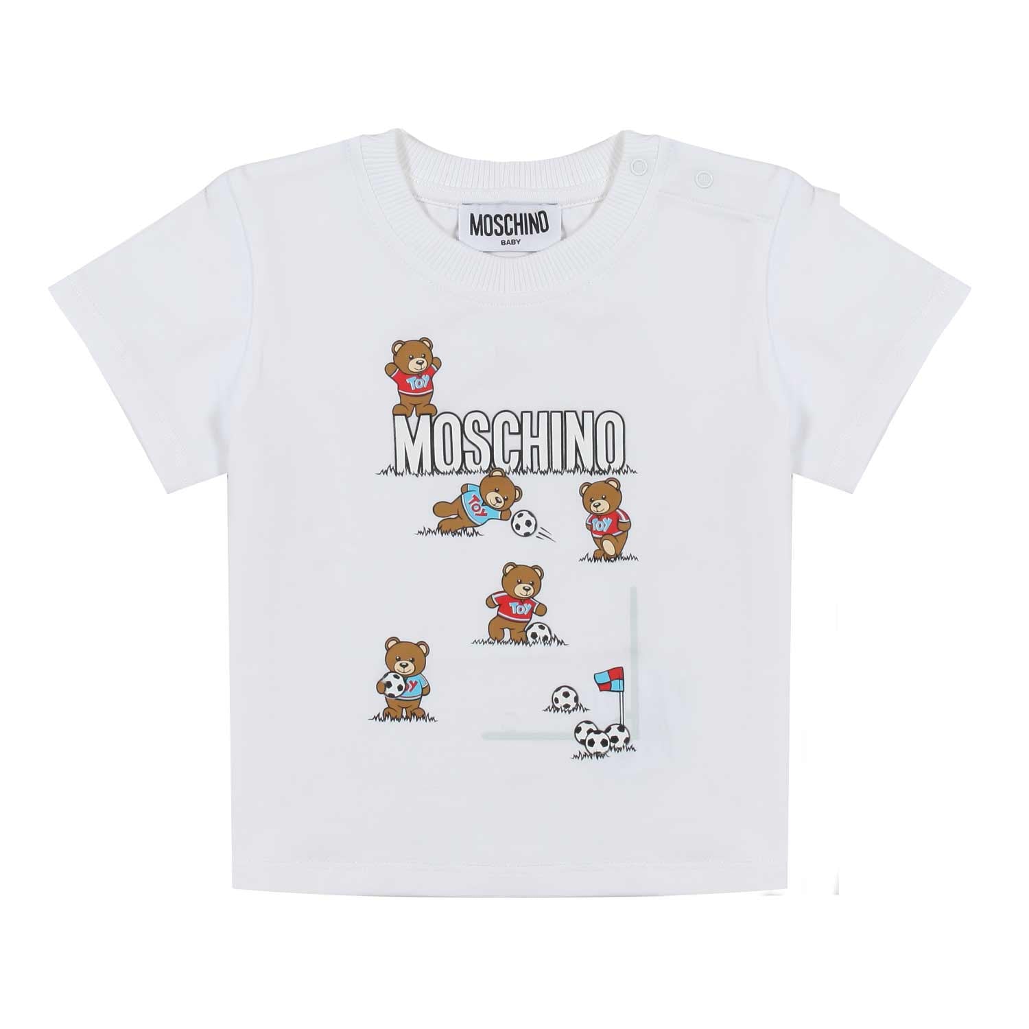 T-SHIRT BIANCA CON ORSACCHIOTTI CALCIATORI BIMBO - annameglio.com abbigliamento moda