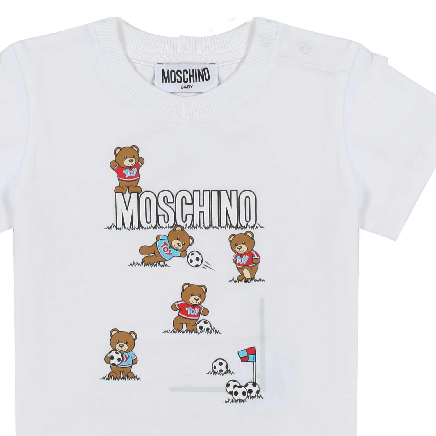 T-SHIRT BIANCA CON ORSACCHIOTTI CALCIATORI BIMBO - annameglio.com abbigliamento moda