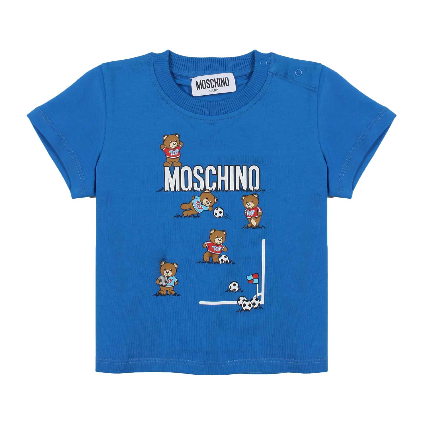 T-SHIRT BLU CON ORSACCHIOTTI CALCIATORI BIMBO - annameglio.com abbigliamento moda