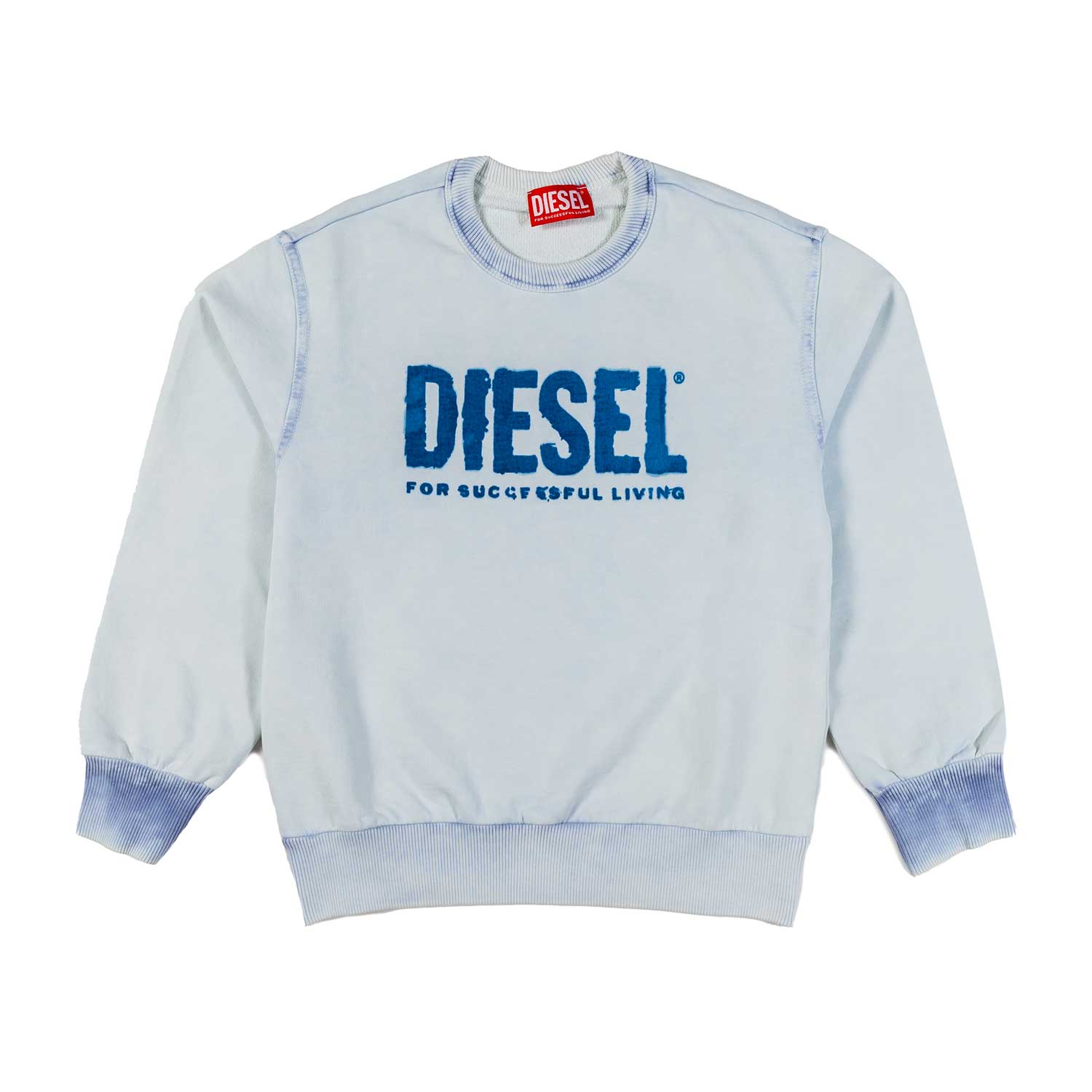FELPA UNISEX CELESTE CON LOGO BLU SBAVATO - annameglio.com abbigliamento moda