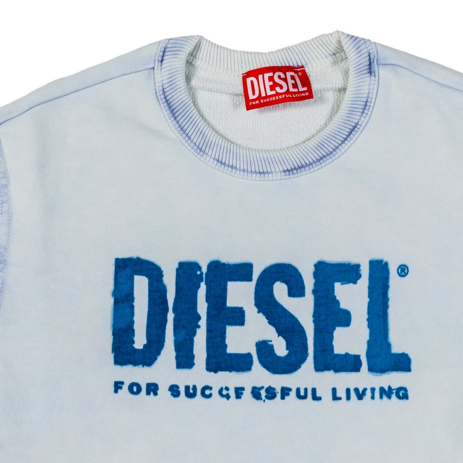 FELPA UNISEX CELESTE CON LOGO BLU SBAVATO - annameglio.com abbigliamento moda