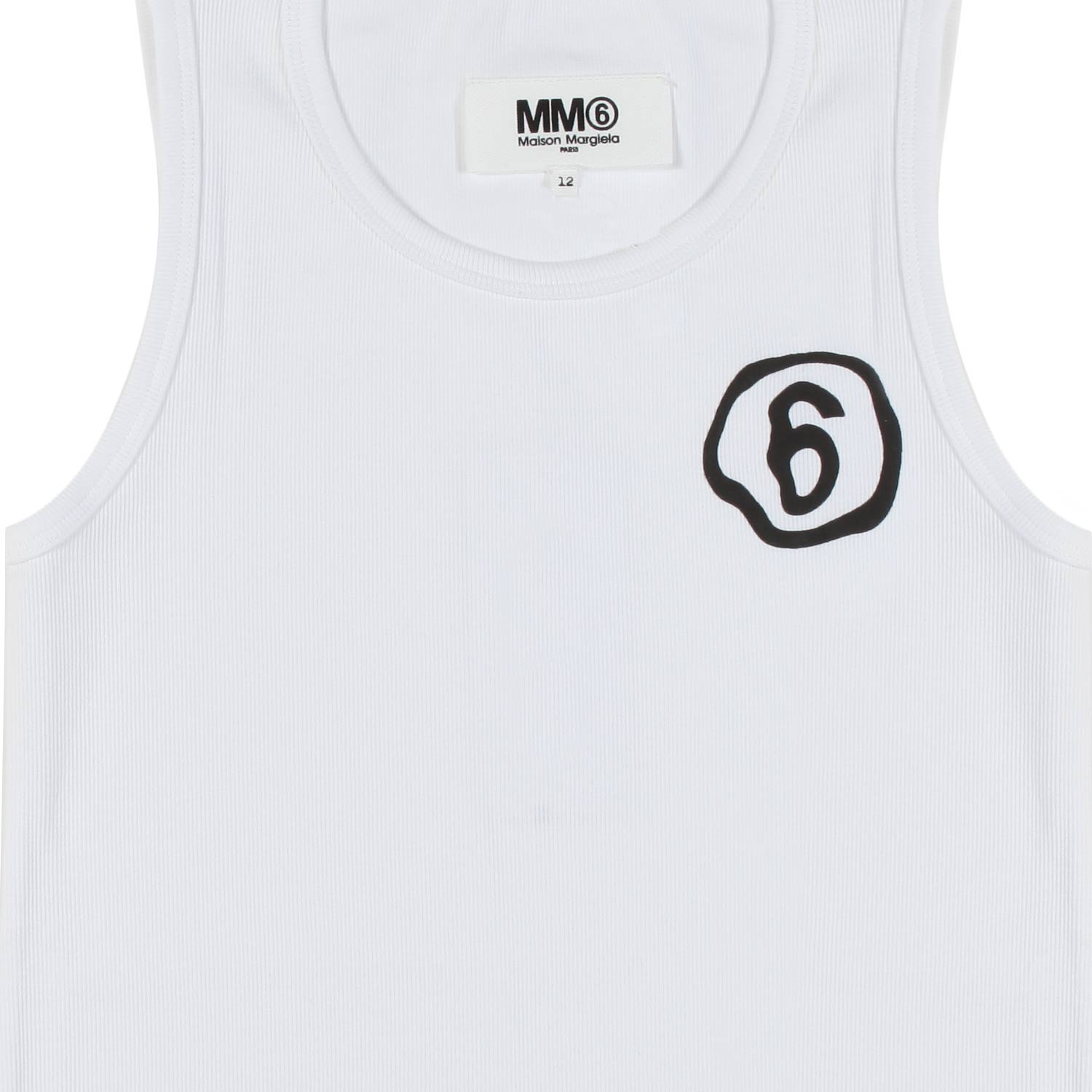 CANOTTA BIANCA CON LOGO 6 NERO BAMBINA E TEENAGER - annameglio.com abbigliamento moda