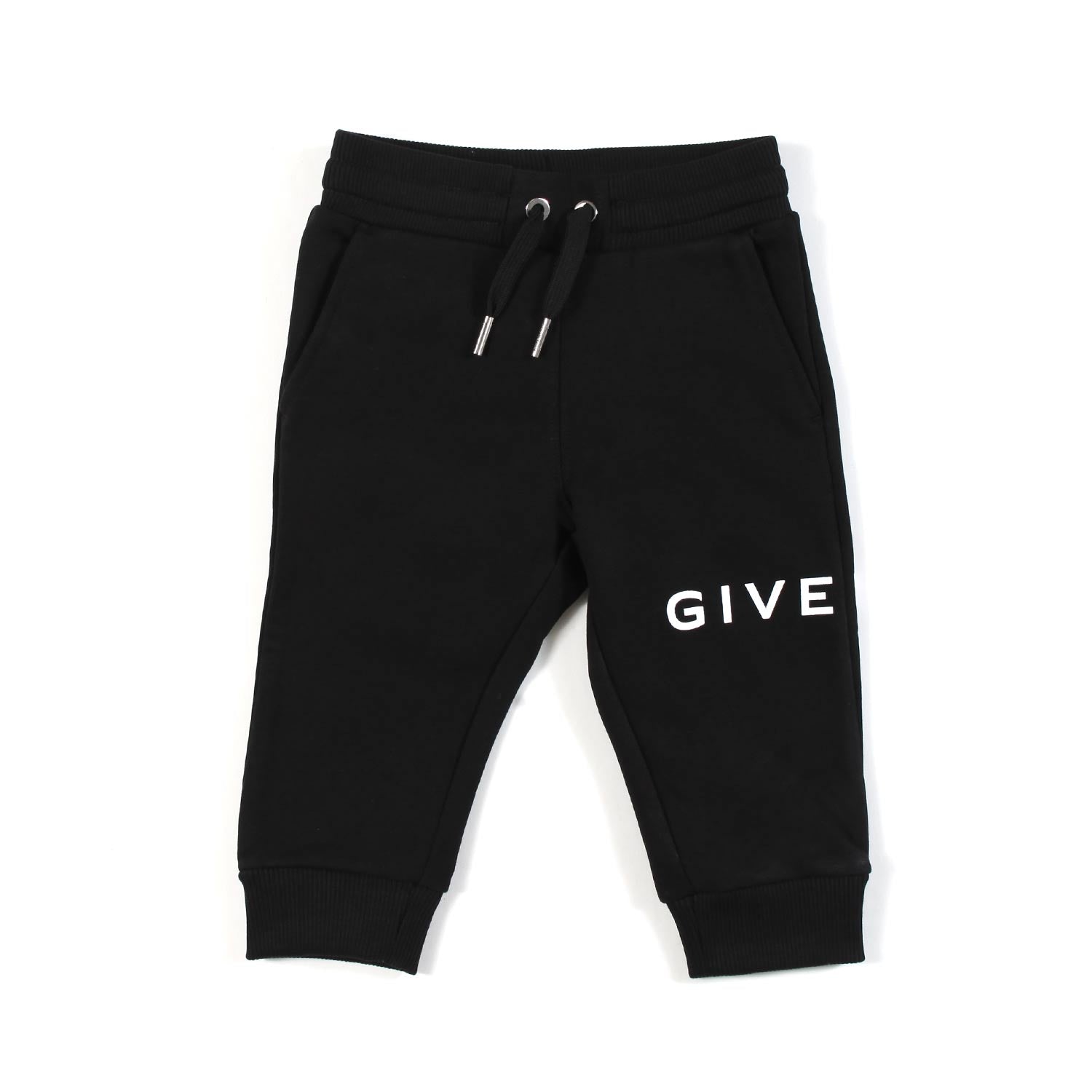 PANTALONE FELPA NERO CON LOGHI BIANCHI BABY UNISEX - annameglio.com abbigliamento moda
