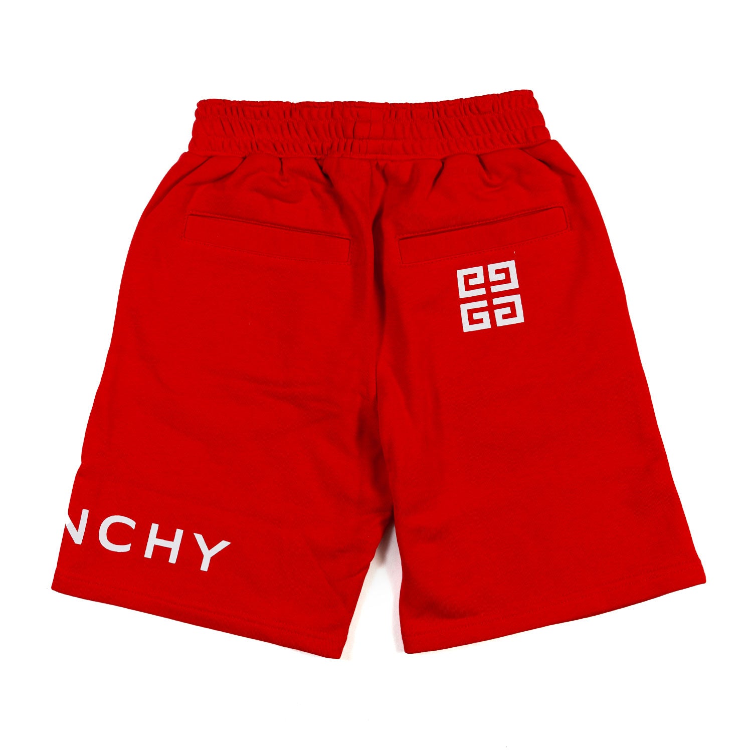 BERMUDA UNISEX IN FELPA ROSSO CON LOGHI BIANCHI - annameglio.com abbigliamento moda