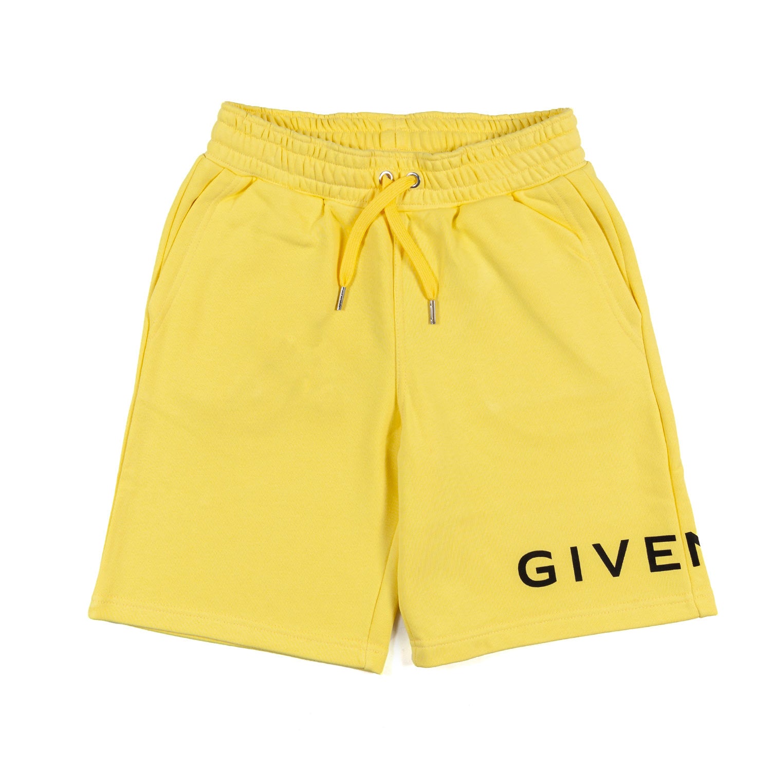 BERMUDA UNISEX IN FELPA GIALLO CON LOGHI NERI - annameglio.com abbigliamento moda