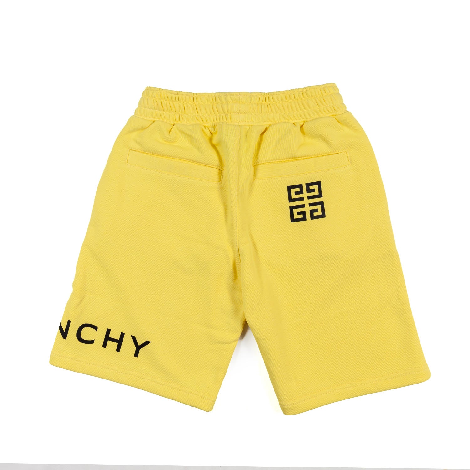 BERMUDA UNISEX IN FELPA GIALLO CON LOGHI NERI - annameglio.com abbigliamento moda