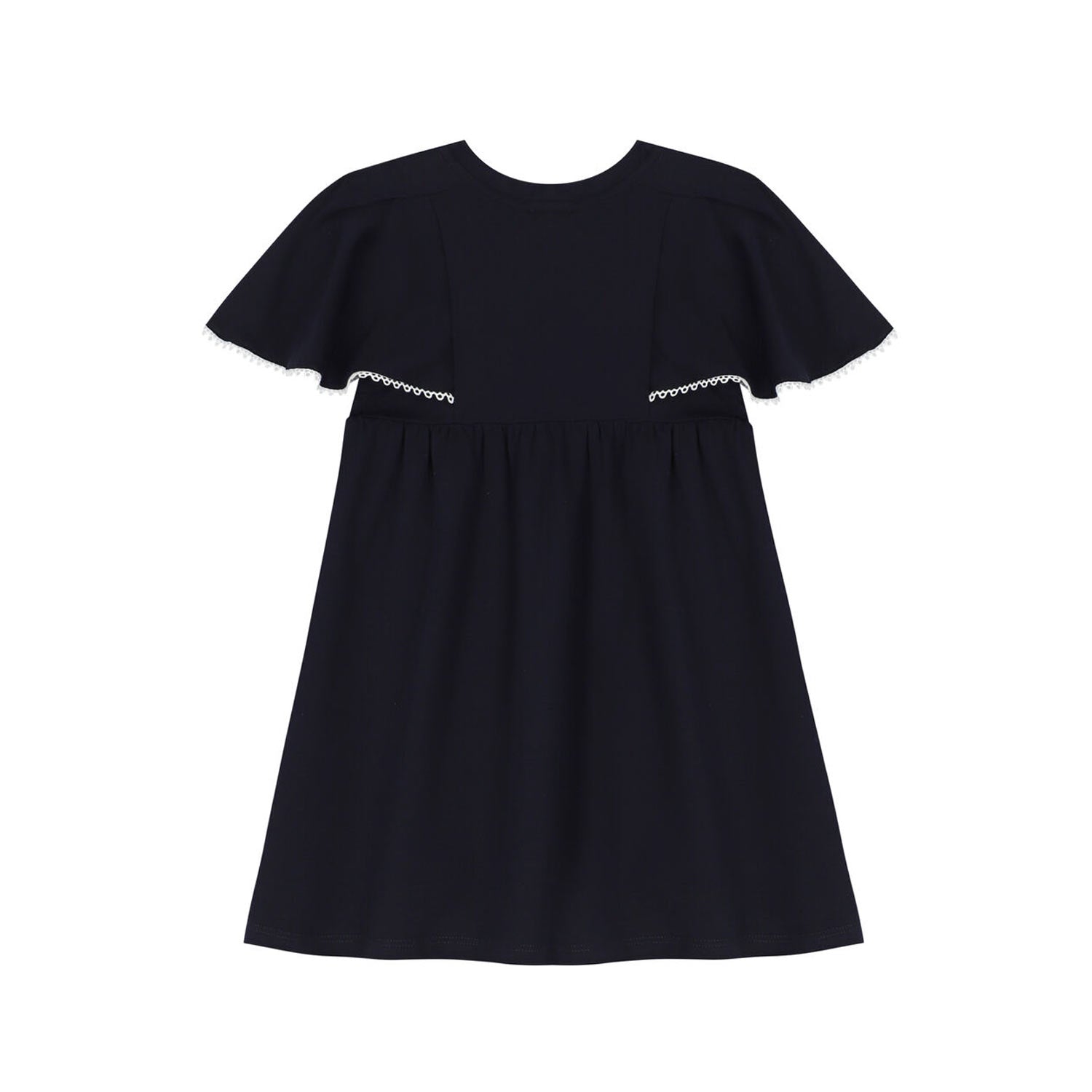 ABITO BLU NAVY CON BORDI GUIPURE BAMBINA - annameglio.com abbigliamento moda