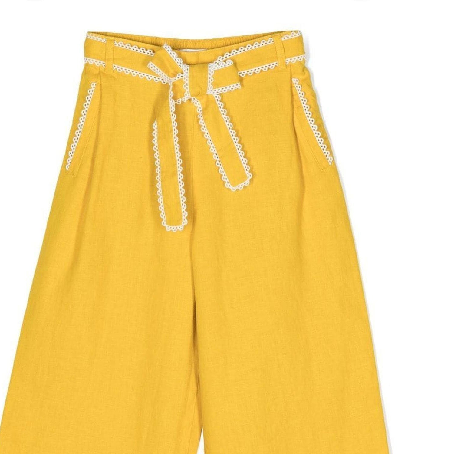 PANTALONE LINO SVASATO GIALLO BAMBINA E TEENAGER - annameglio.com abbigliamento moda