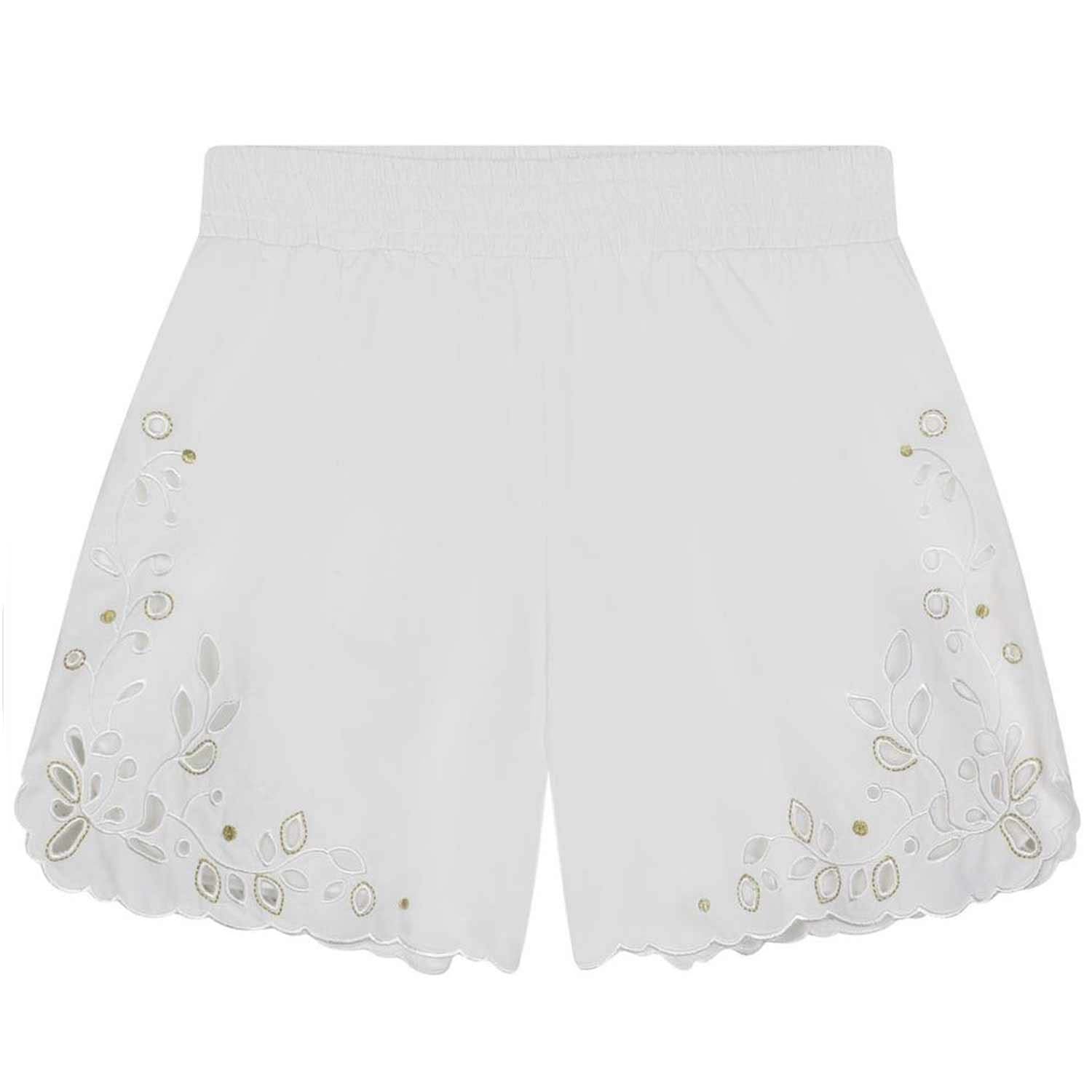 SHORTS SANGALLO BIANCO E ORO BAMBINA E TEENAGER - annameglio.com abbigliamento moda