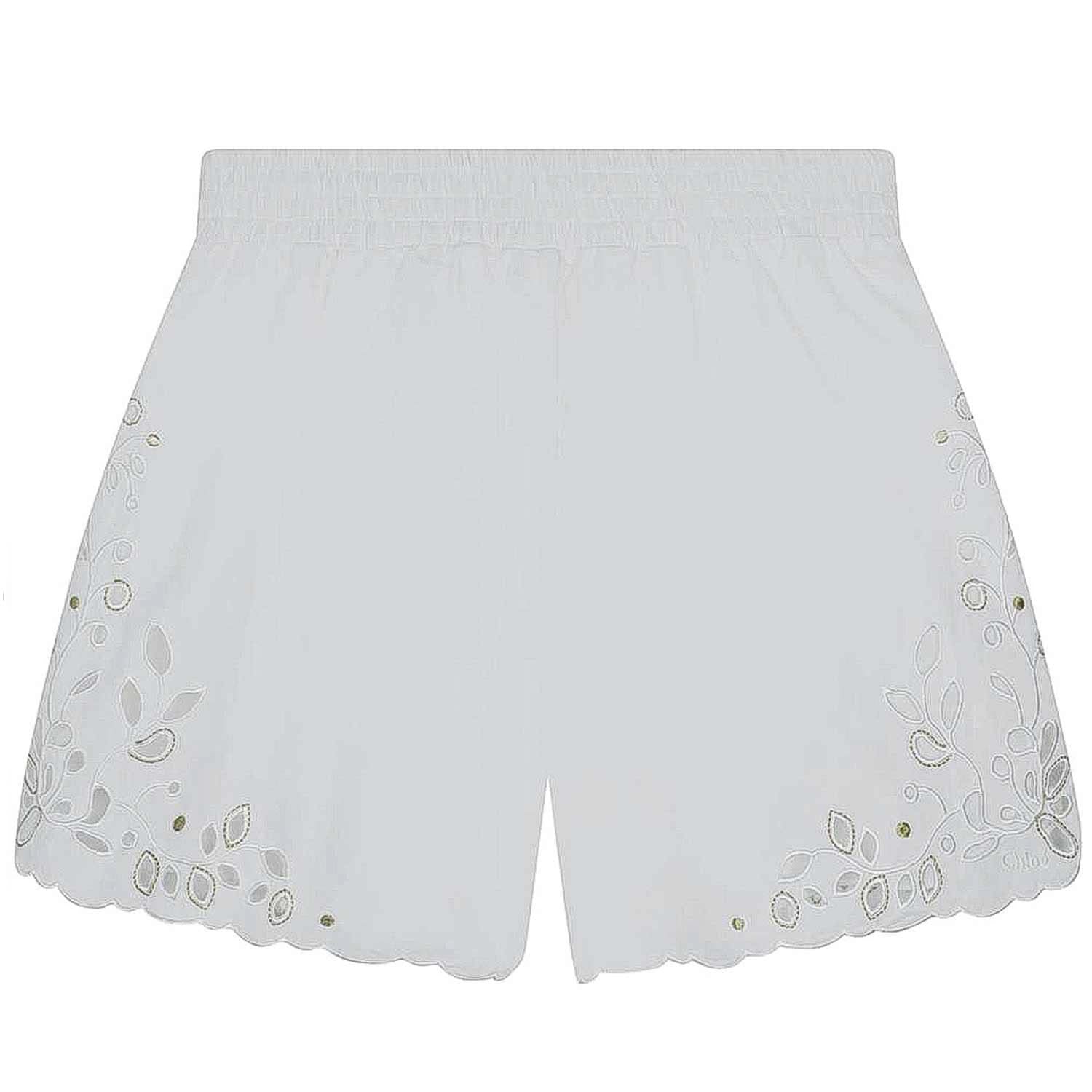SHORTS SANGALLO BIANCO E ORO BAMBINA E TEENAGER - annameglio.com abbigliamento moda