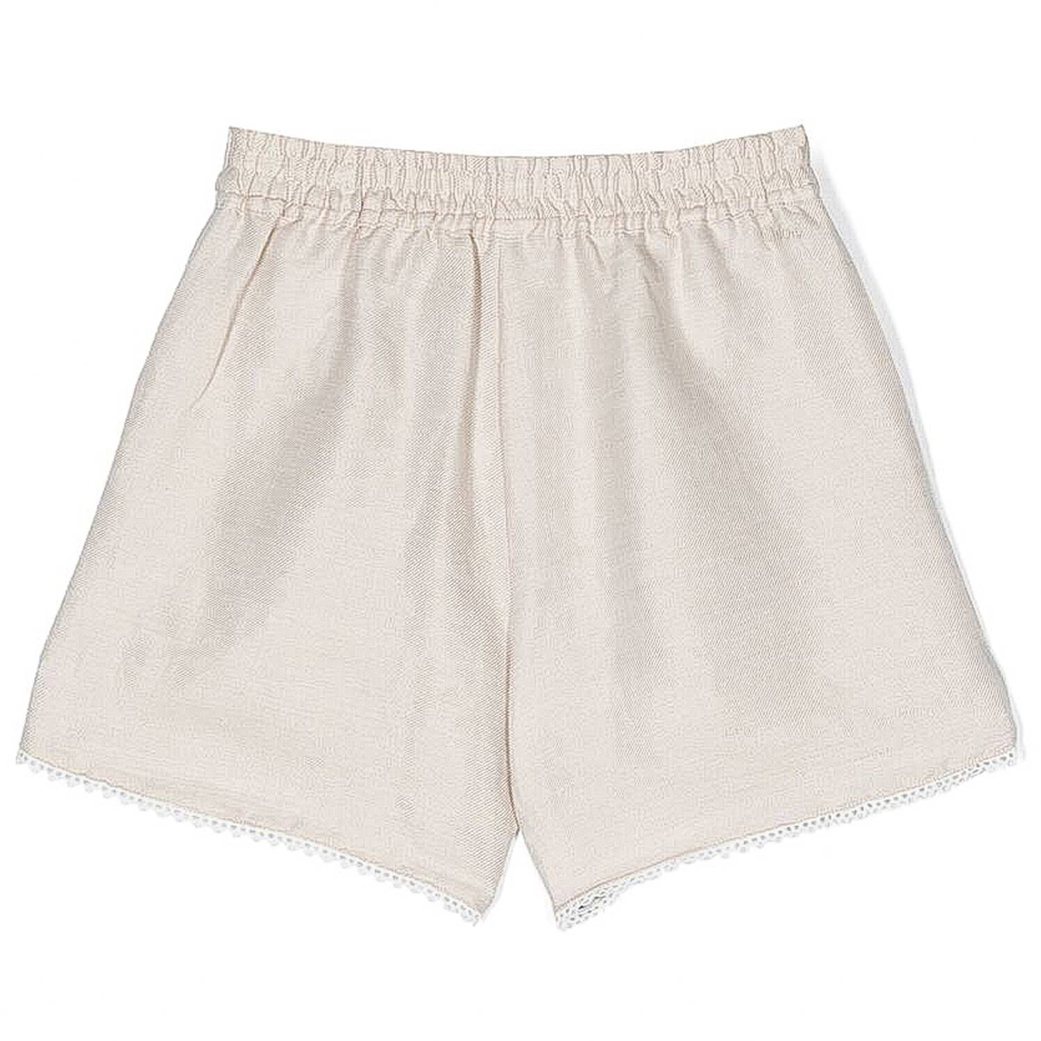 SHORTS LINO BEIGE CON GUIPURE BAMBINA E TEENAGER - annameglio.com abbigliamento moda