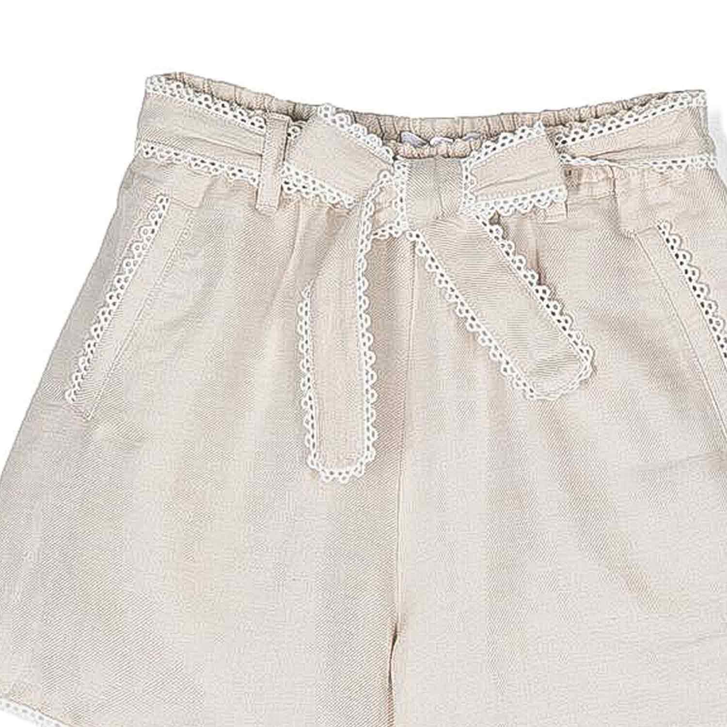 SHORTS LINO BEIGE CON GUIPURE BAMBINA E TEENAGER - annameglio.com abbigliamento moda