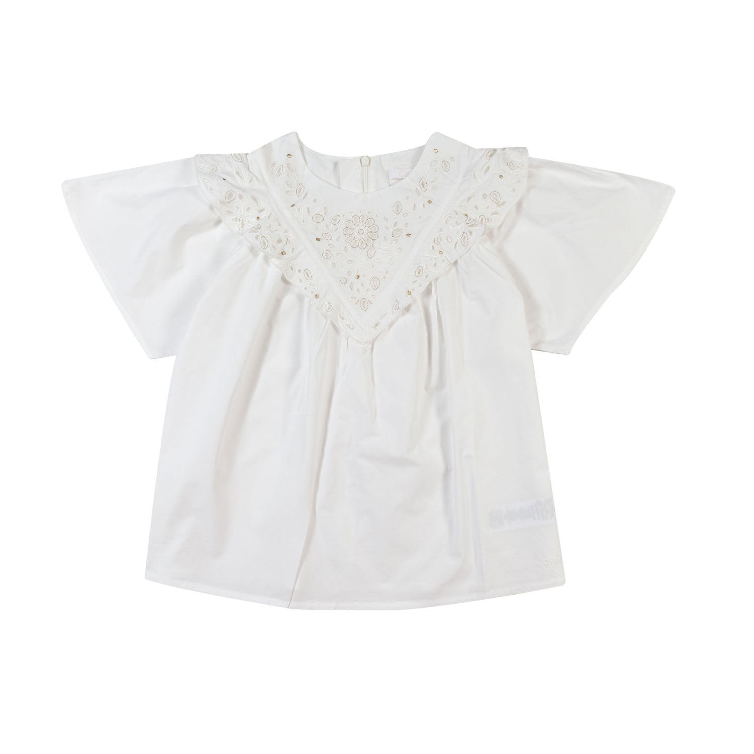 TOP BIANCO CON VOLANTS E RICAMI BAMBINA E TEENAGER - annameglio.com abbigliamento moda