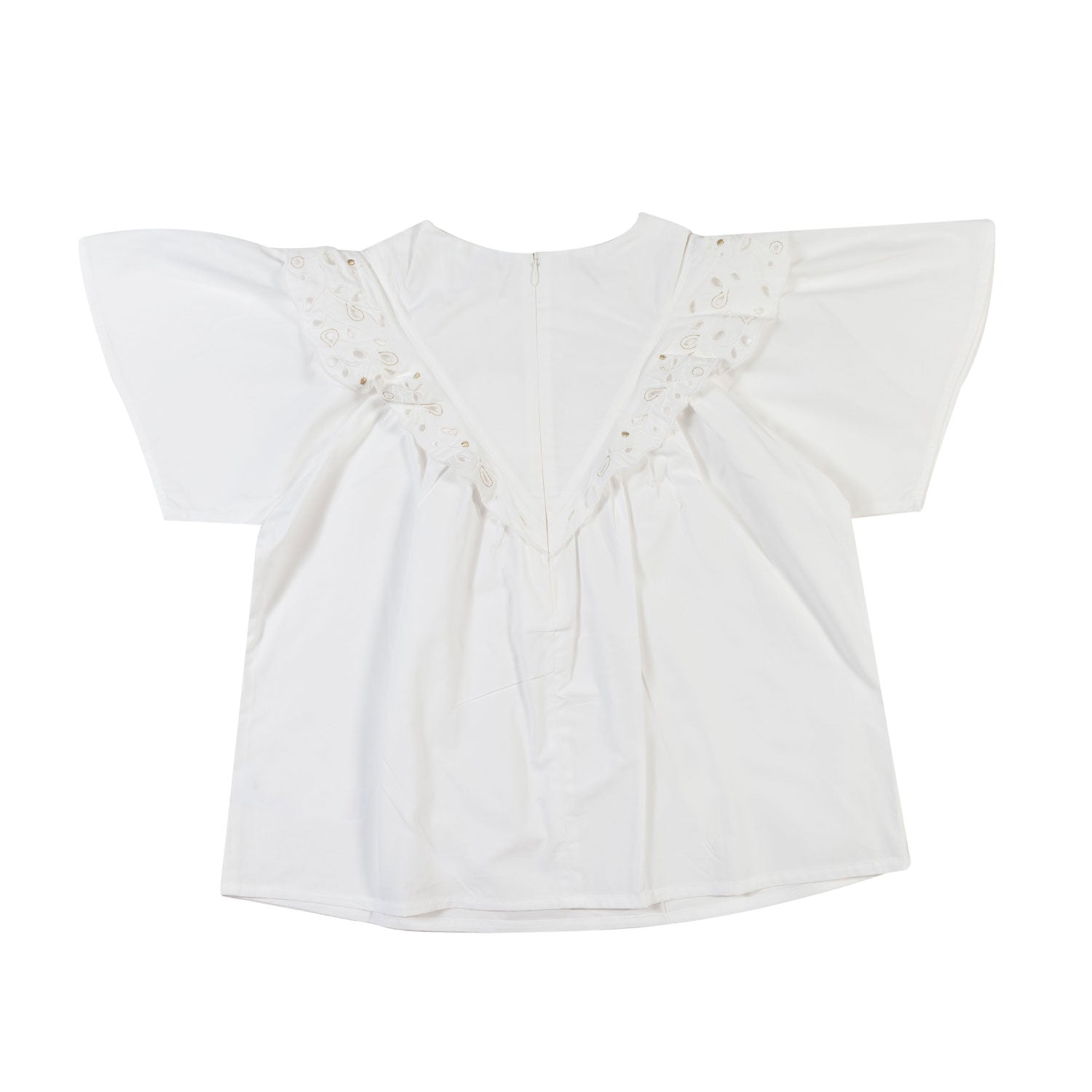 TOP BIANCO CON VOLANTS E RICAMI BAMBINA E TEENAGER - annameglio.com abbigliamento moda