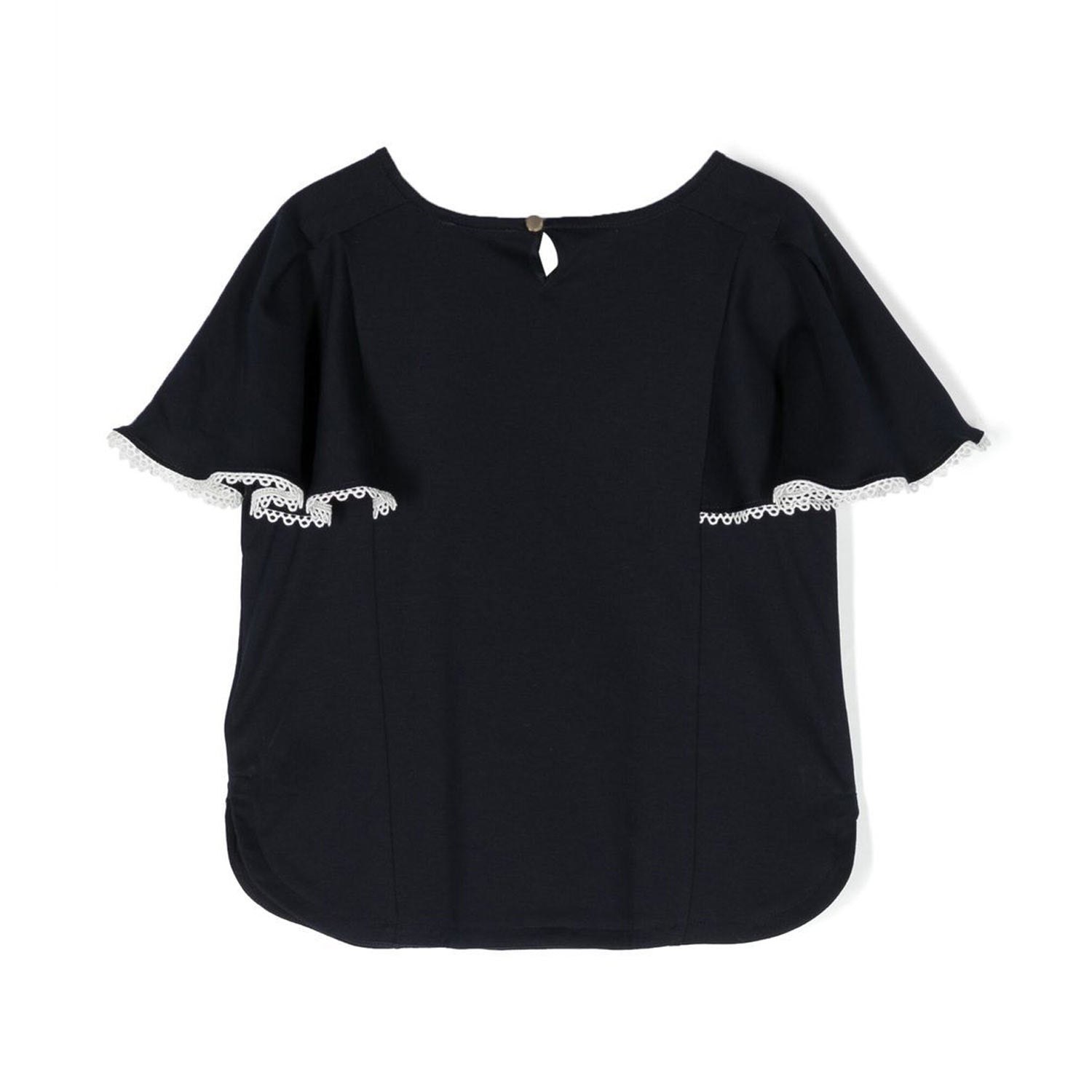 T-SHIRT BLU NAVY CON BORDI GUIPURE - annameglio.com abbigliamento moda