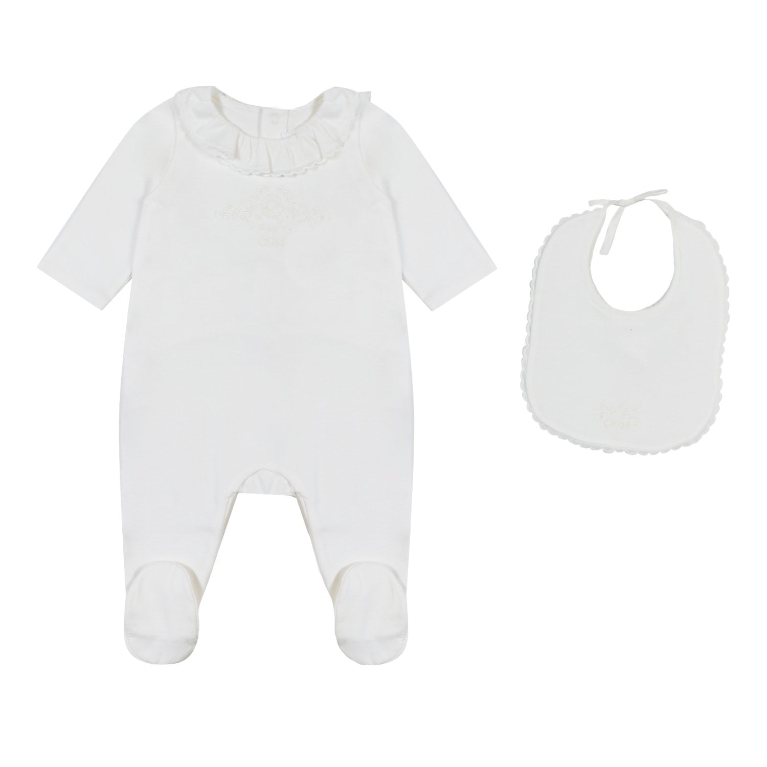 SET TUTINA BIANCO CON BAVAGLINO NEONATA - annameglio.com abbigliamento moda