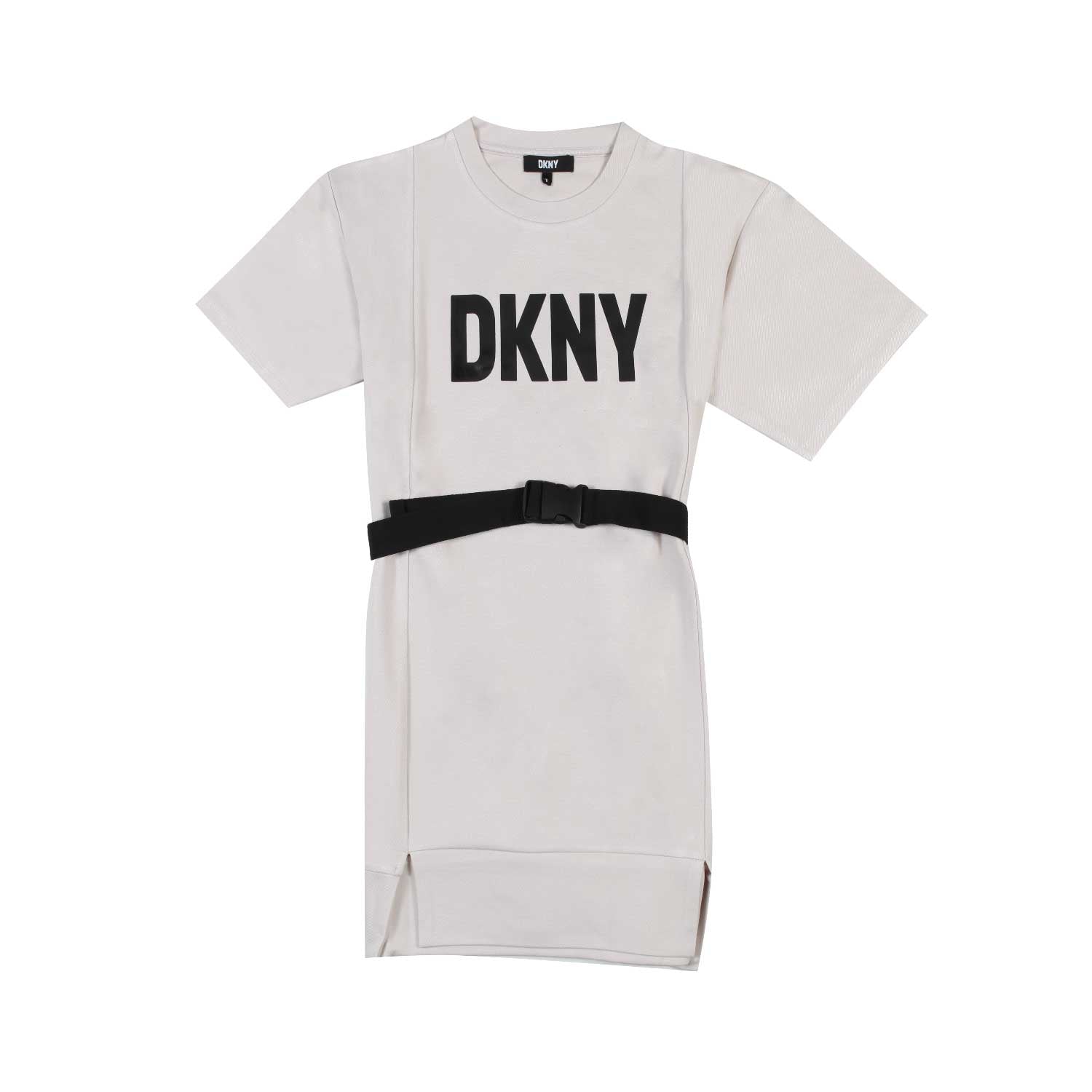 ABITO T-SHIRT BEIGE CHIARO CON CINTA NERA - annameglio.com abbigliamento moda