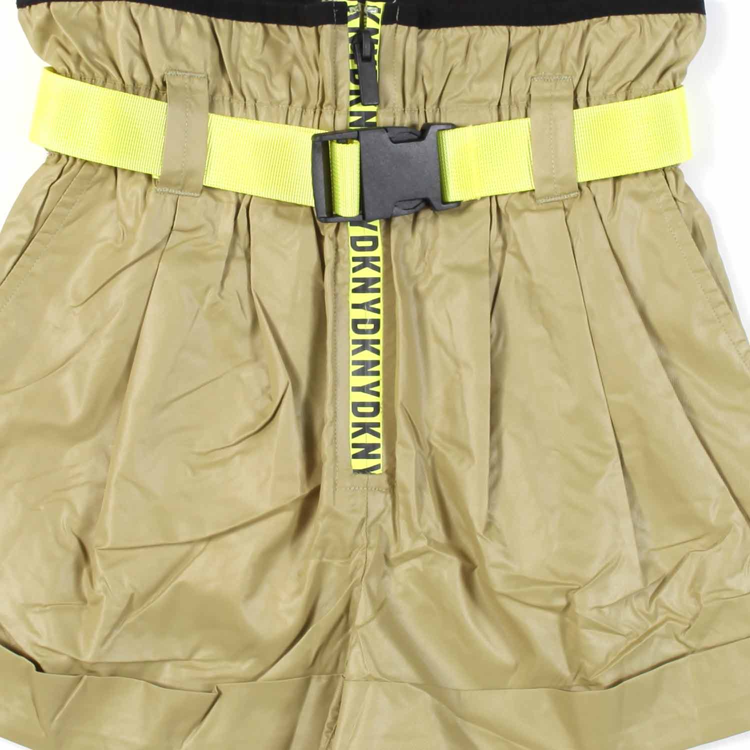 SHORTS VERDE OLIVA CON CINTURA GIALLO FLUO - annameglio.com abbigliamento moda