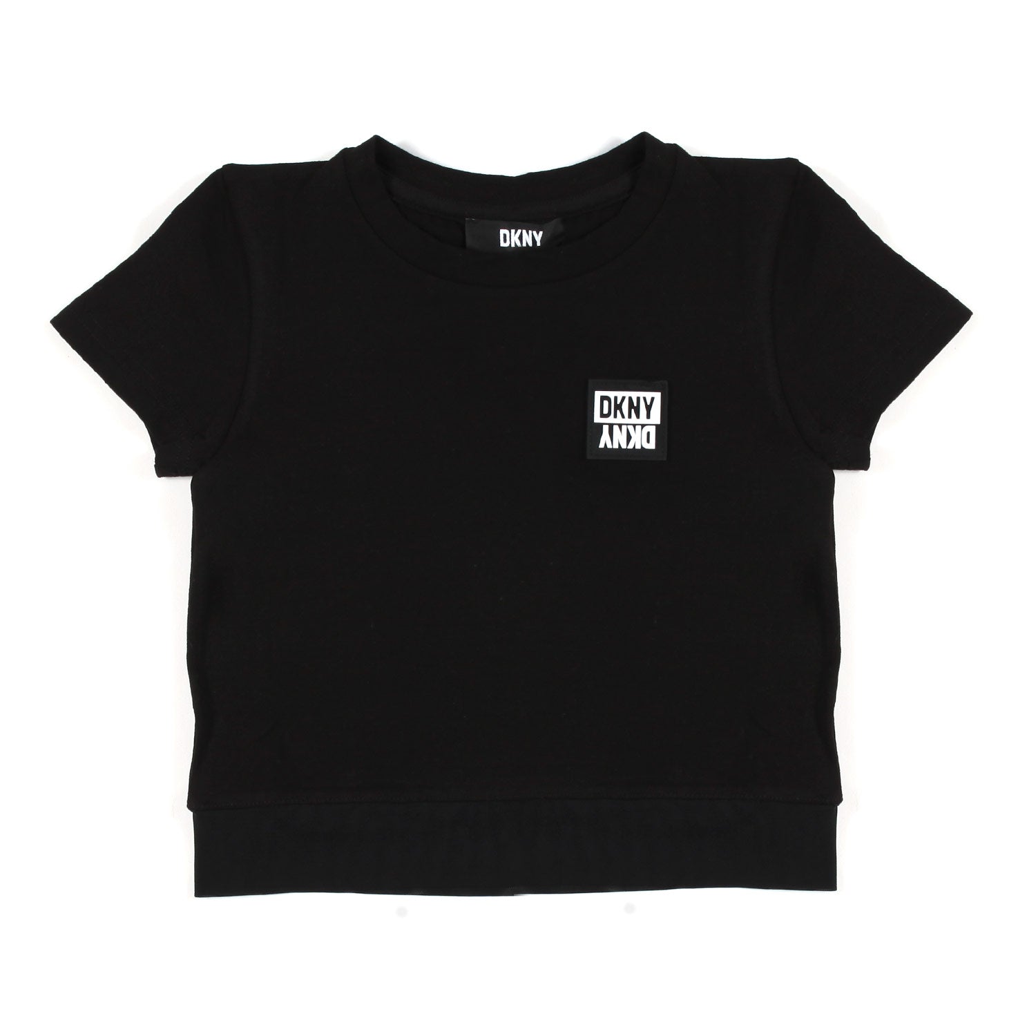 T-SHIRT NERA CON LOGO BIANCO E FONDO A RETE - annameglio.com abbigliamento moda