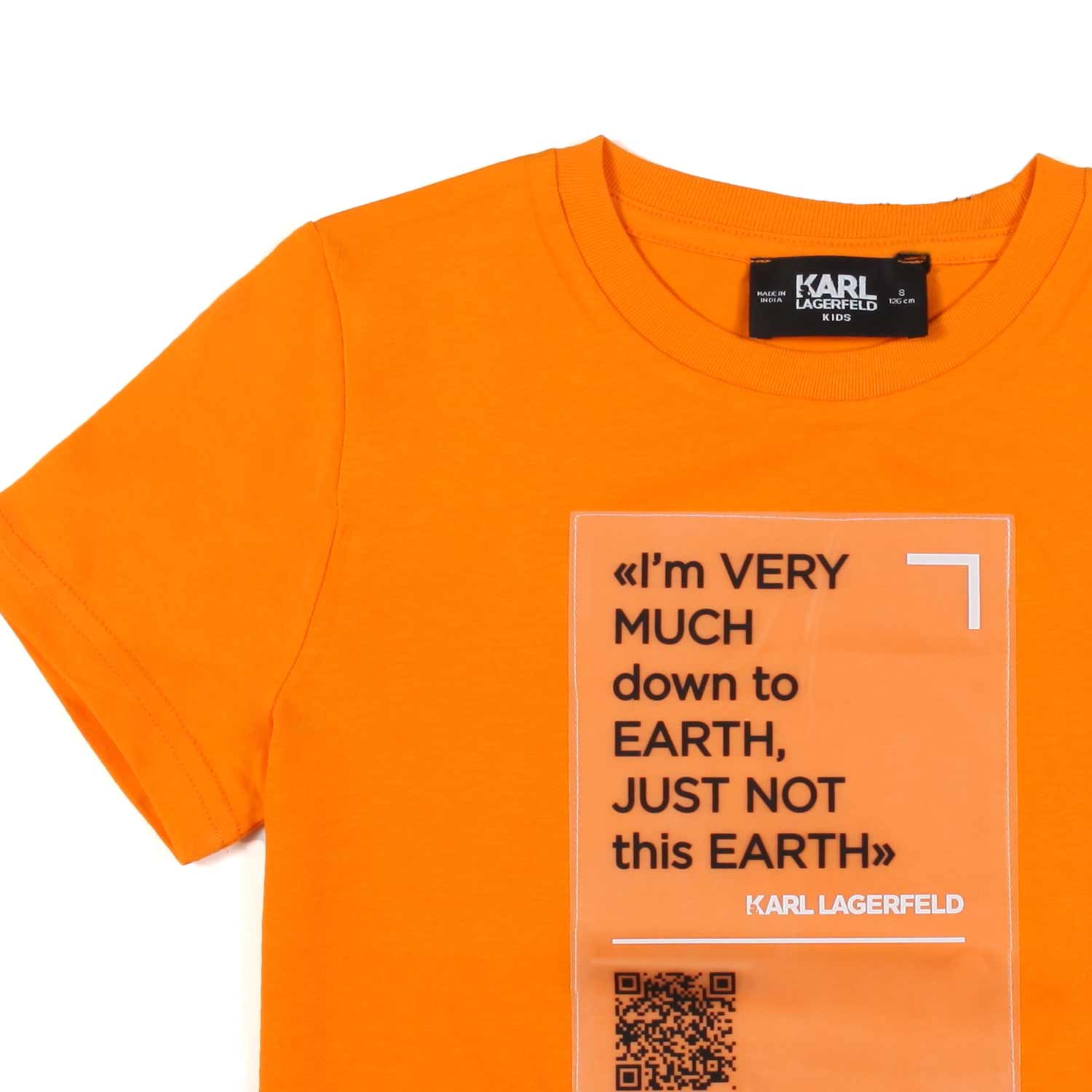 T-SHIRT UNISEX ARANCIO CON PATCH LOGO TRASPARENTE - annameglio.com abbigliamento moda