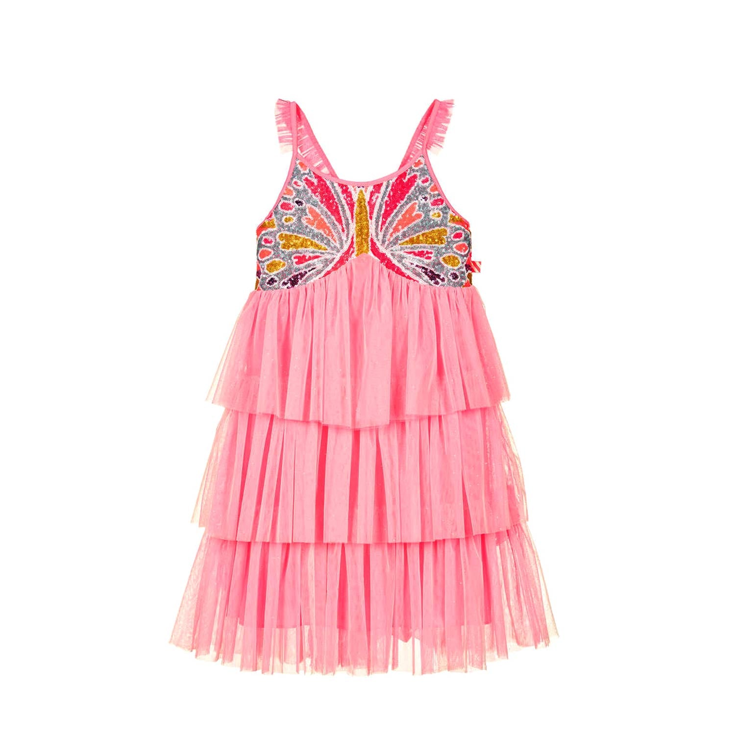 ABITO TULLE ROSA FLUO CON PAILLETTES BAMBINA - annameglio.com abbigliamento moda