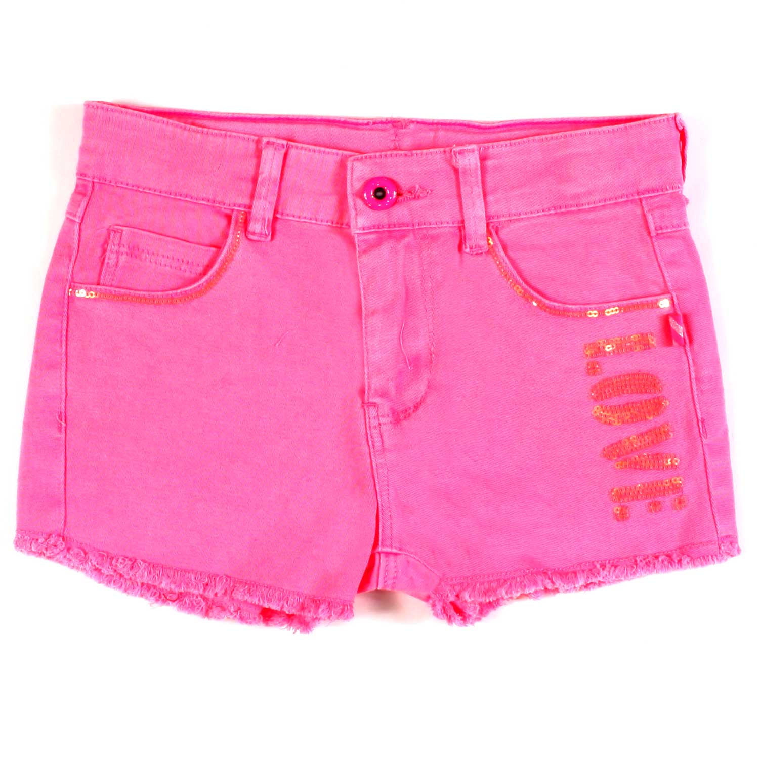 SHORTS DI JEANS ROSA FLUO CON PAILLETTES BAMBINA - annameglio.com abbigliamento moda