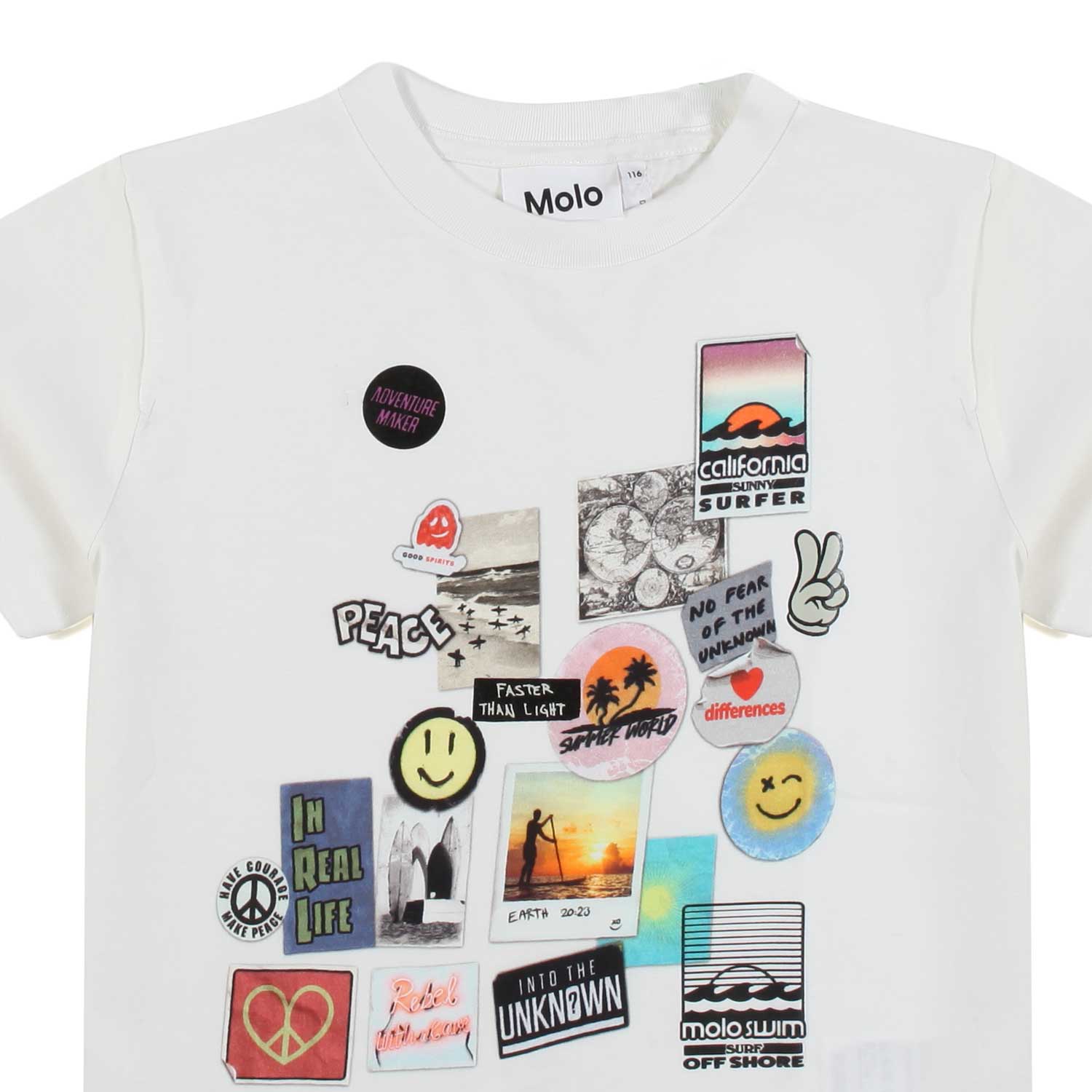 T-SHIRT UNISEX BIANCA CON STICKERS MULTICOLOR - annameglio.com abbigliamento moda