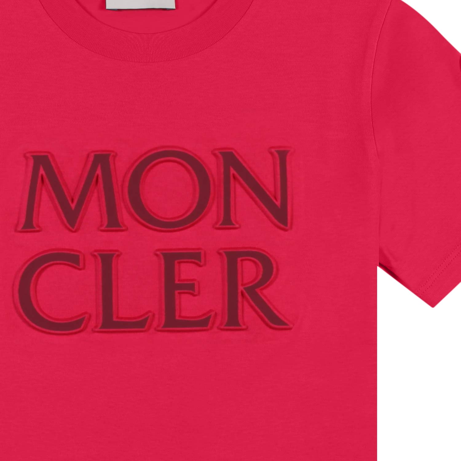 T-SHIRT ROSSO FRAGOLA CON LOGO GOFFRATO - annameglio.com abbigliamento moda