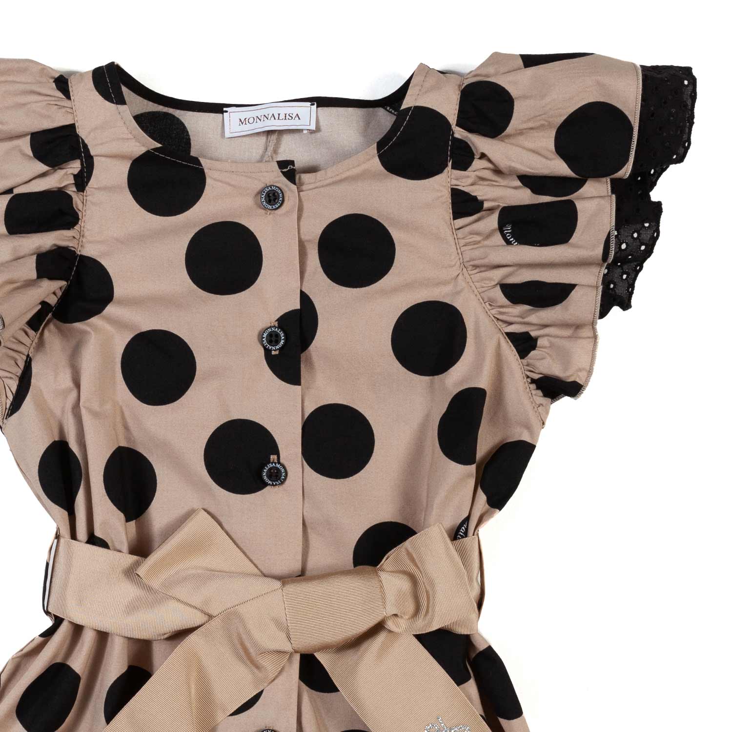 TUTA SHORTS BEIGE E NERA A POIS BAMBINA - annameglio.com abbigliamento moda