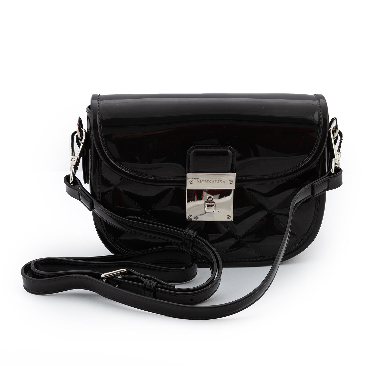 BORSETTA TRACOLLA NERO LUCIDO - annameglio.com abbigliamento moda