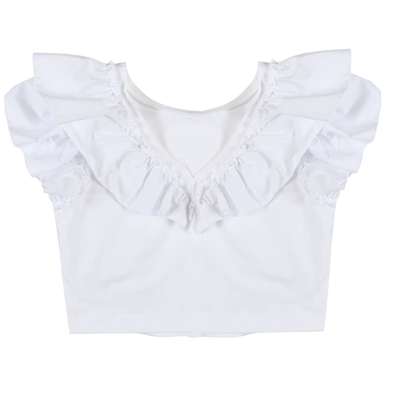 TOP CROPPED BIANCO CON ROUCHES - annameglio.com abbigliamento moda