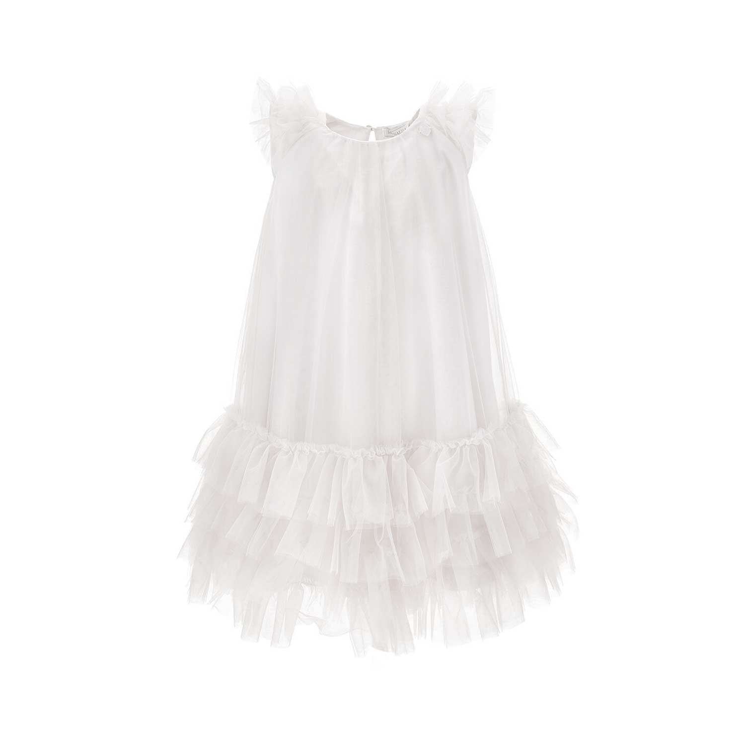 ABITO TULLE BIANCO CON BALZE E ROUCHES - annameglio.com abbigliamento moda