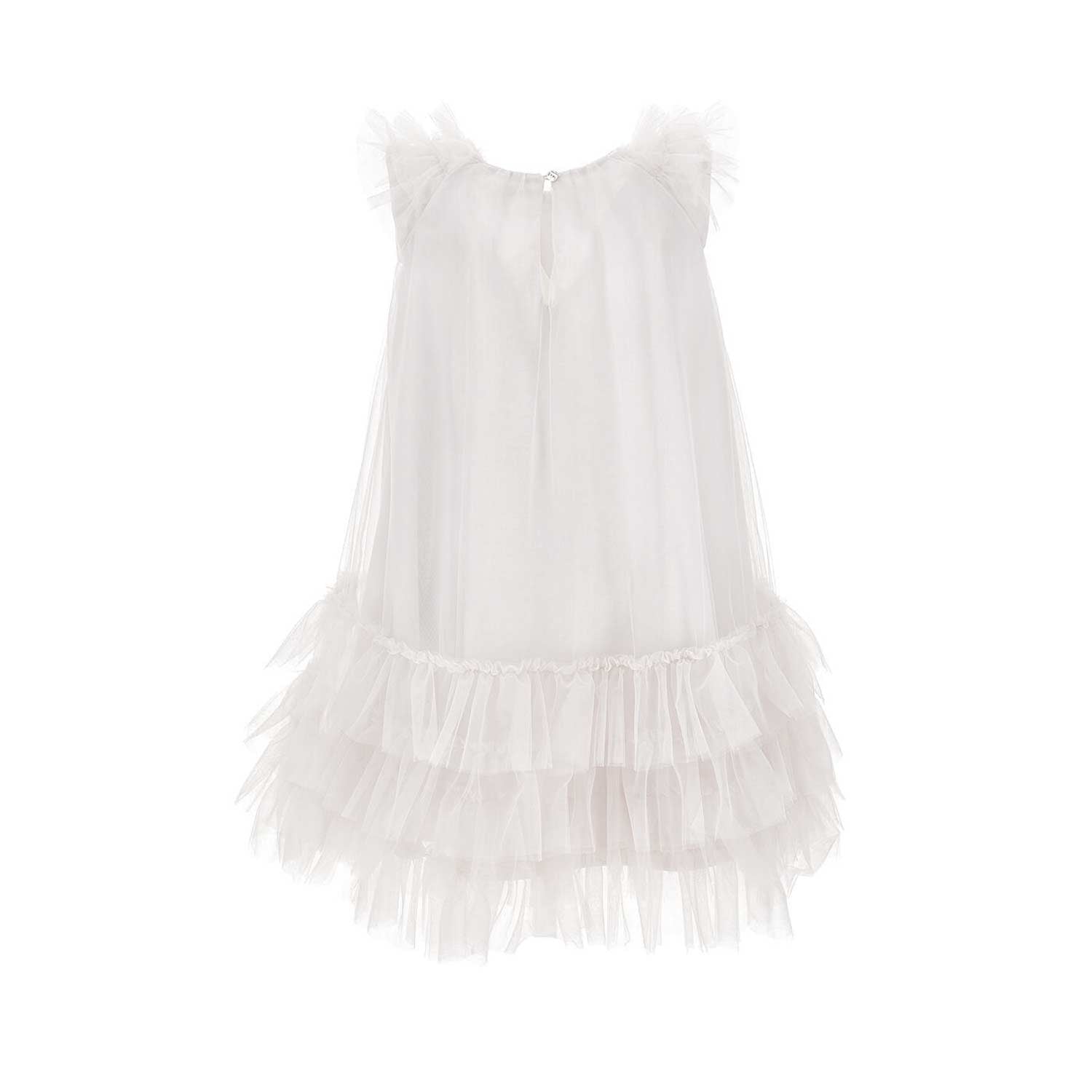 ABITO TULLE BIANCO CON BALZE E ROUCHES - annameglio.com abbigliamento moda