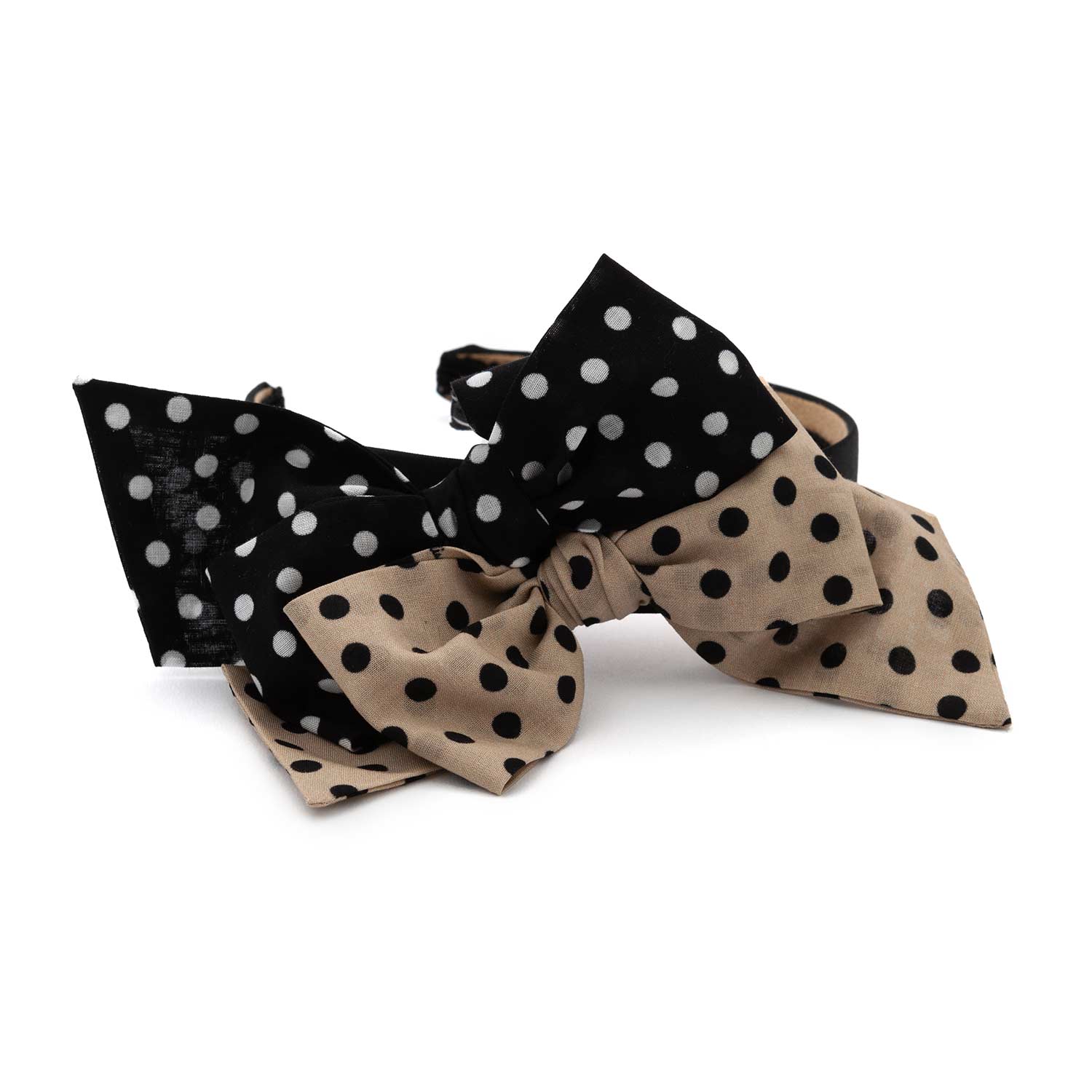 CERCHIETTO NERO E BEIGE CON FIOCCHI A POIS BAMBINA - annameglio.com abbigliamento moda