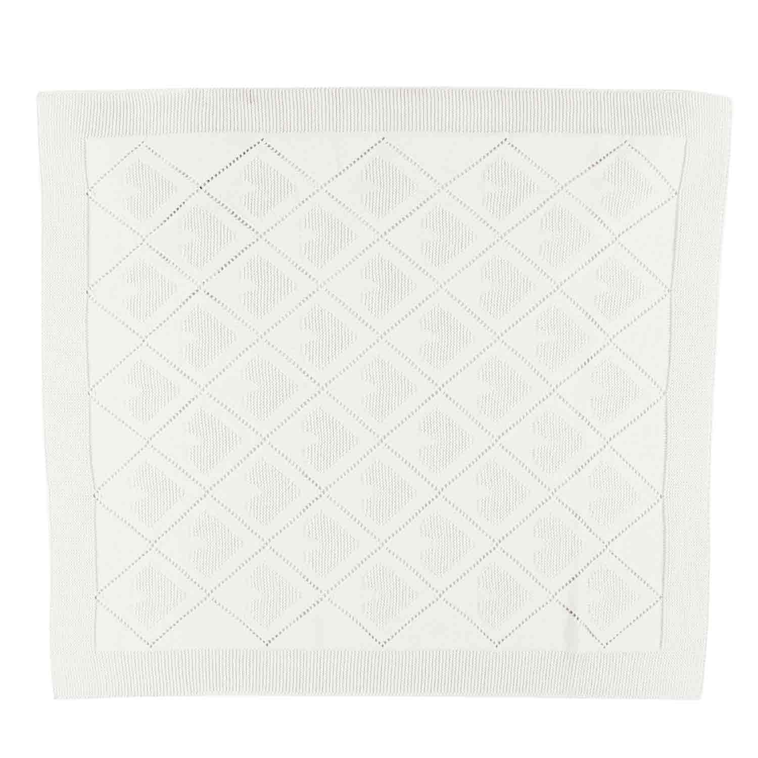 COPERTINA PANNA IN MAGLIA CON CUORI E ROMBI - annameglio.com abbigliamento moda