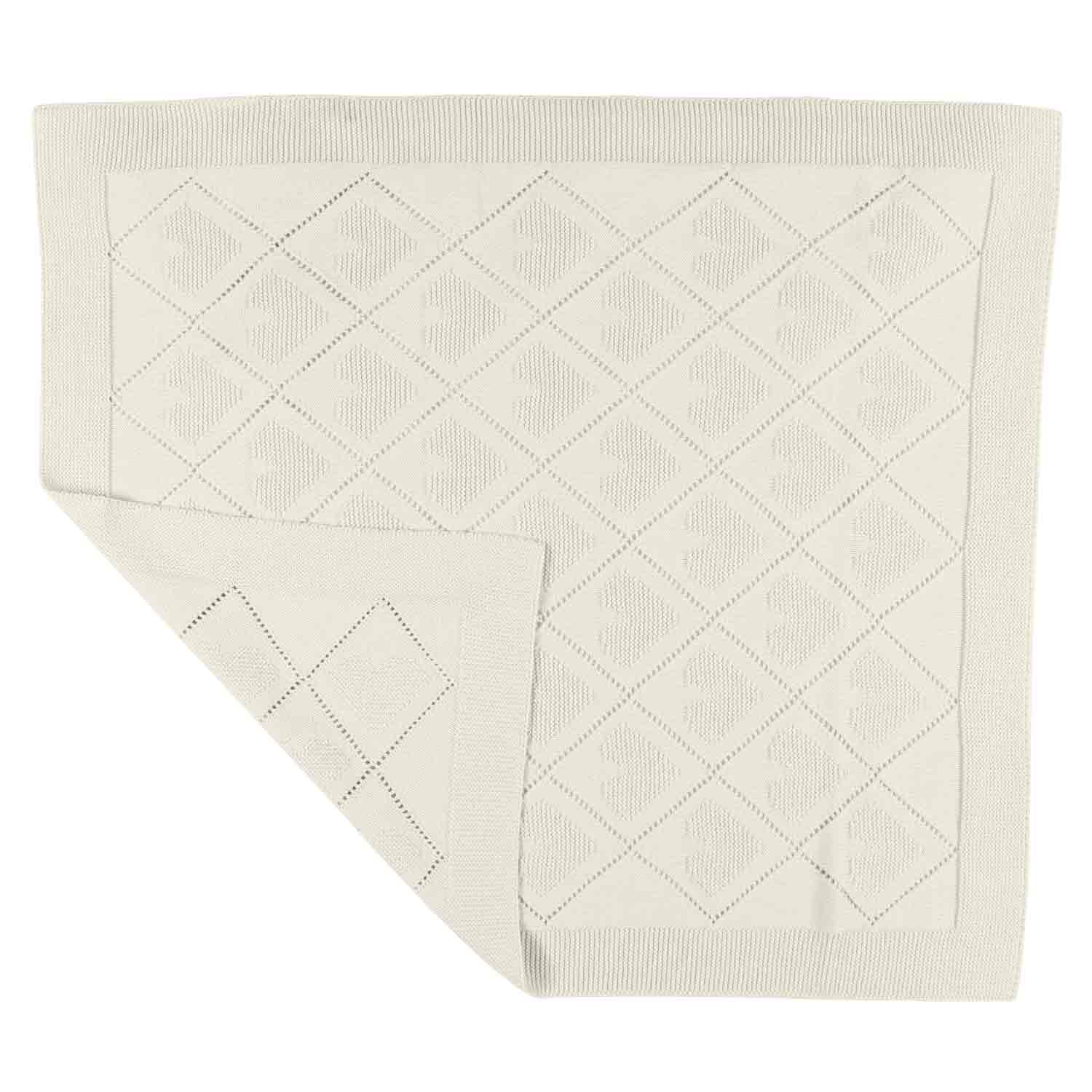 COPERTINA PANNA IN MAGLIA CON CUORI E ROMBI - annameglio.com abbigliamento moda