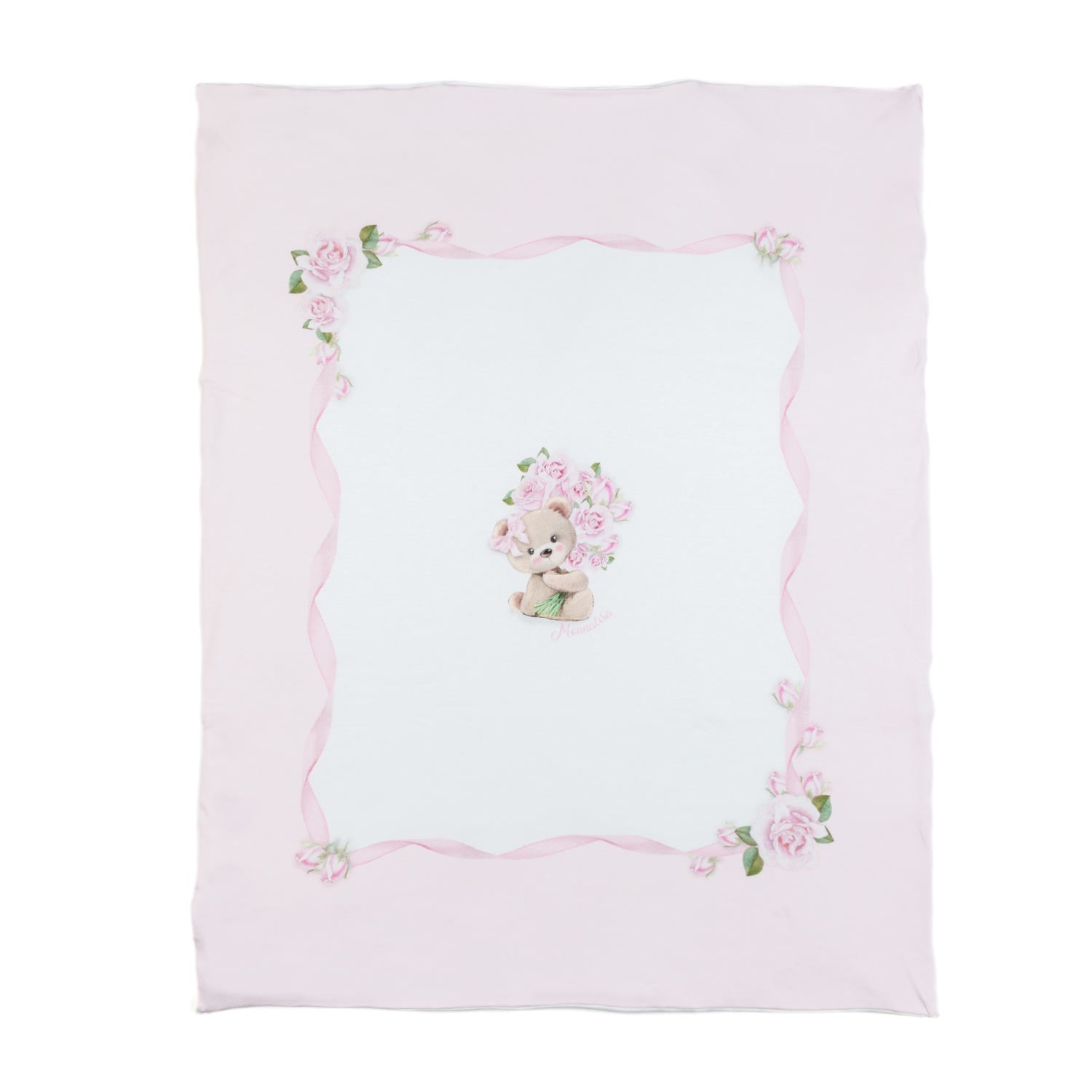 COPERTINA ROSA E BIANCA CON STAMPA TEDDY BEAR - annameglio.com abbigliamento moda