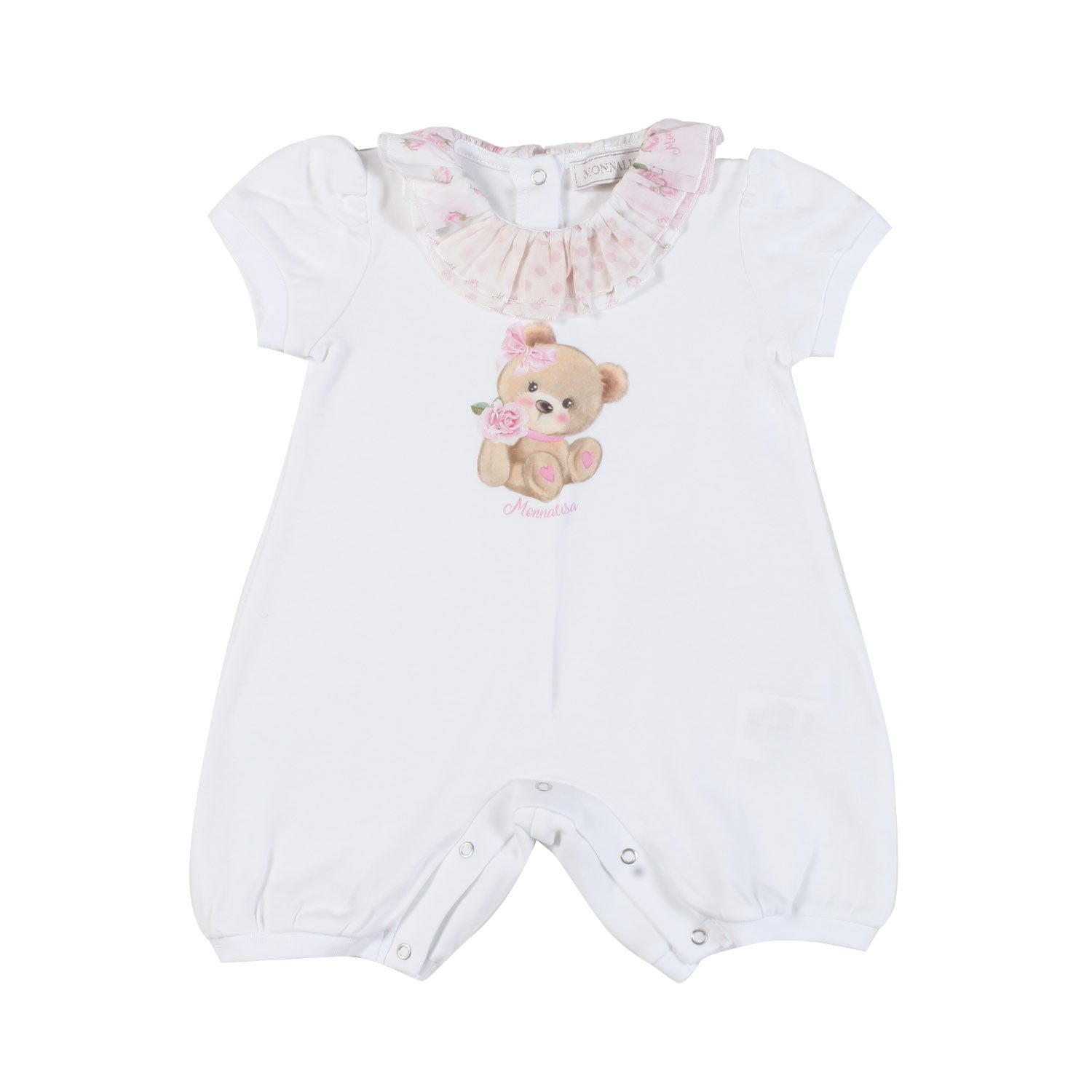 PAGLIACCETTO BIANCO E ROSA CON TEDDY BEAR NEONATA - annameglio.com abbigliamento moda