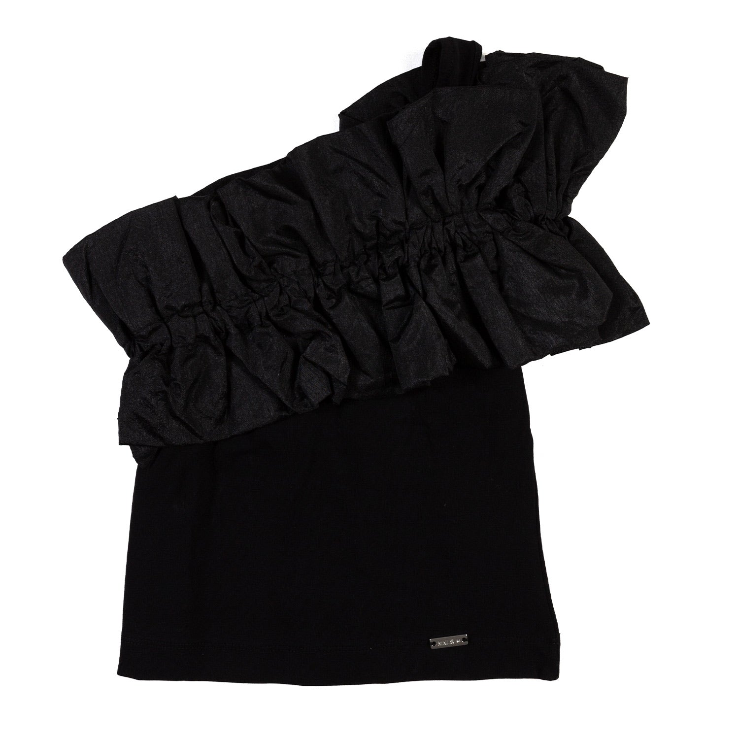 TOP MONOSPALLA NERO MAXIROUCHE BAMBINA E RAGAZZA - annameglio.com abbigliamento moda