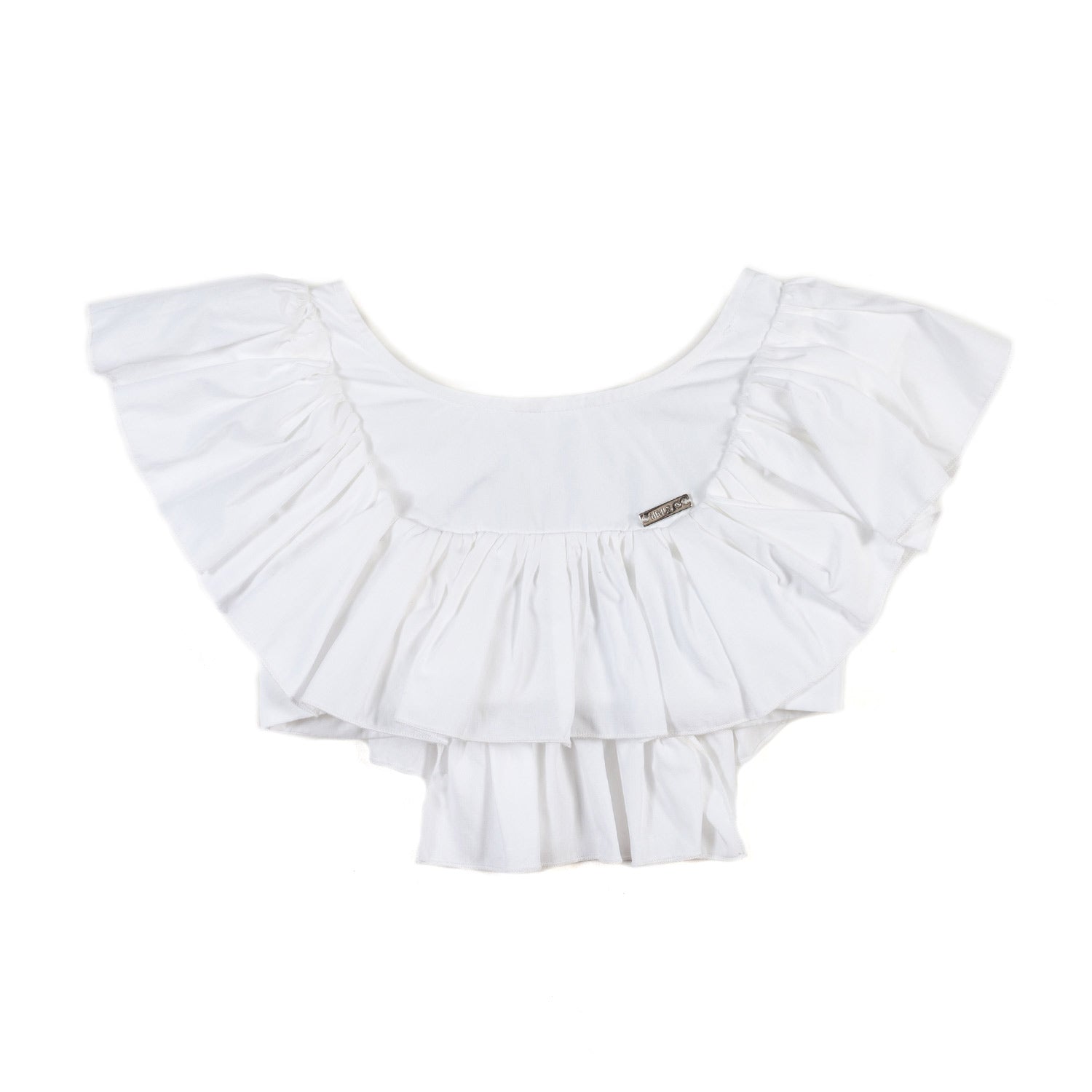 TOP CROPPED BIANCO CON VOLANTS BAMBINA - annameglio.com abbigliamento moda