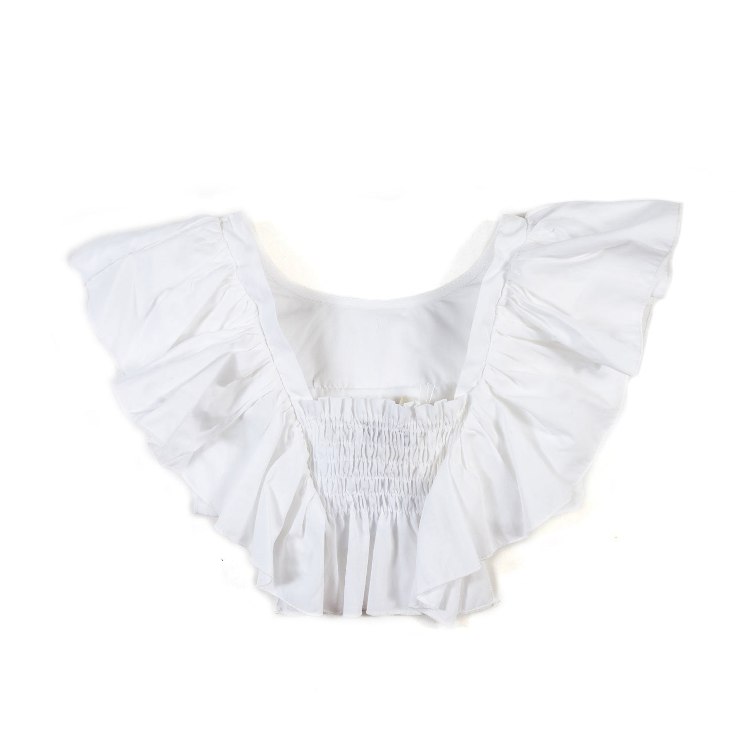 TOP CROPPED BIANCO CON VOLANTS BAMBINA - annameglio.com abbigliamento moda