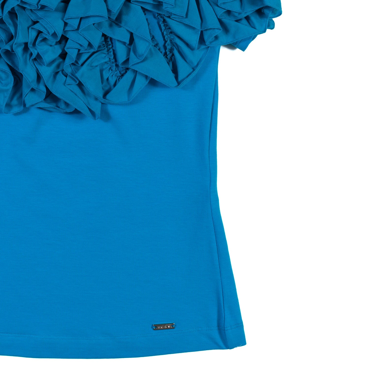 TOP FROU FROU TURCHESE CON GALETTE - annameglio.com abbigliamento moda