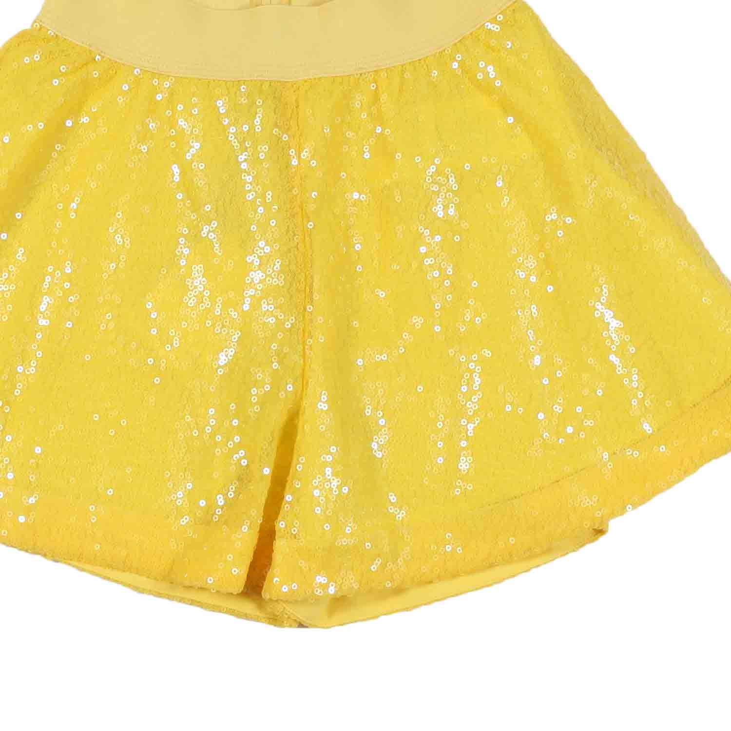 SHORTS GODET GIALLO CON PAILLETTES ALL OVER - annameglio.com abbigliamento moda