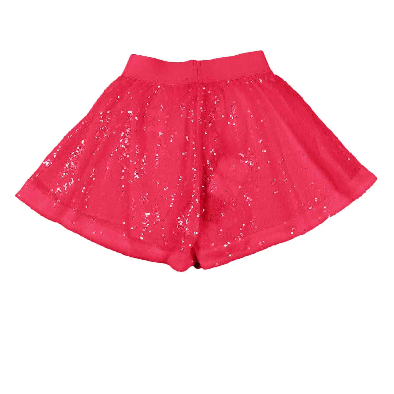 SHORTS GODET ROSSO FRAGOLA CON PAILLETTES ALL OVER - annameglio.com abbigliamento moda