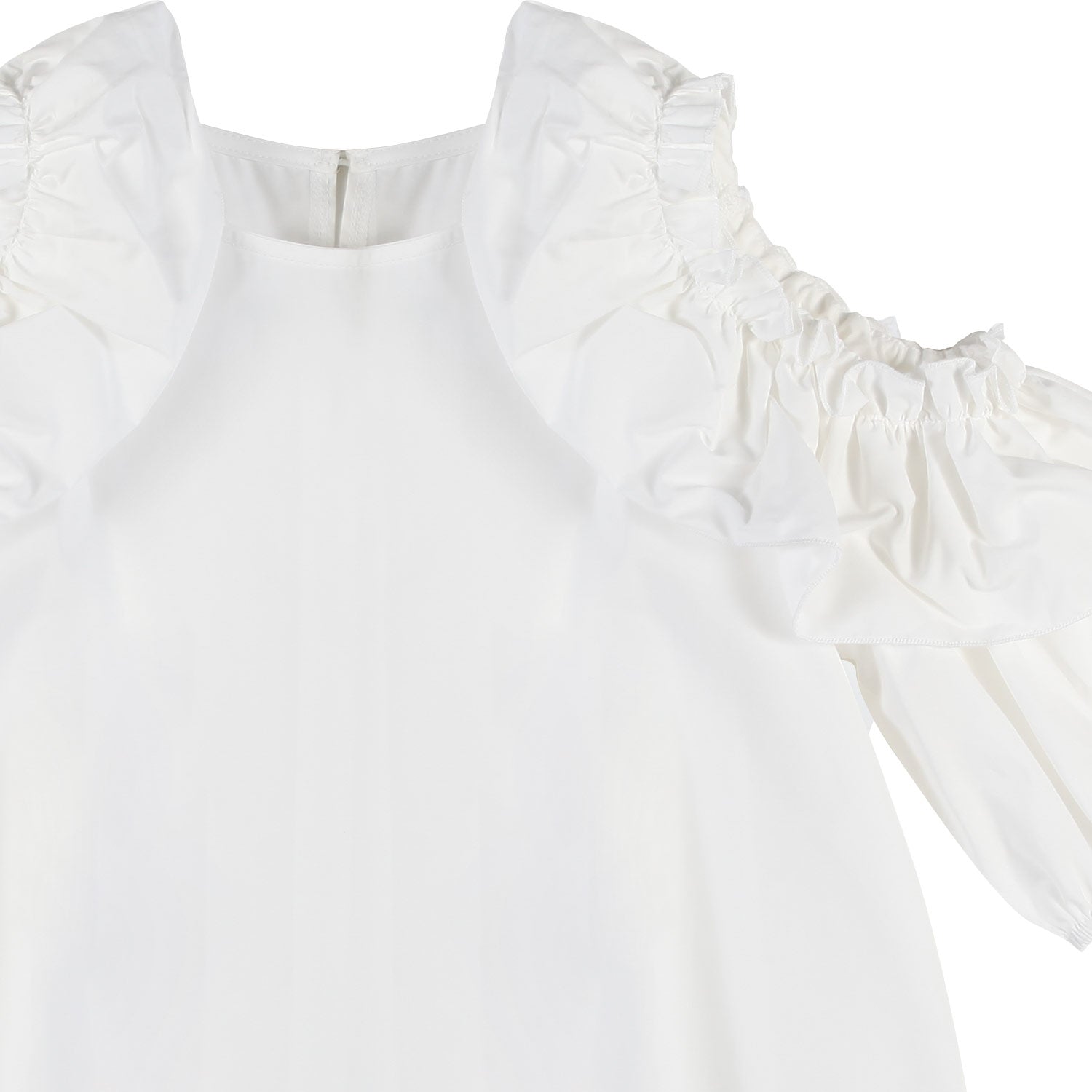 TOP OFF-SHOULDERS BIANCO PANNA CON VOLANTS - annameglio.com abbigliamento moda