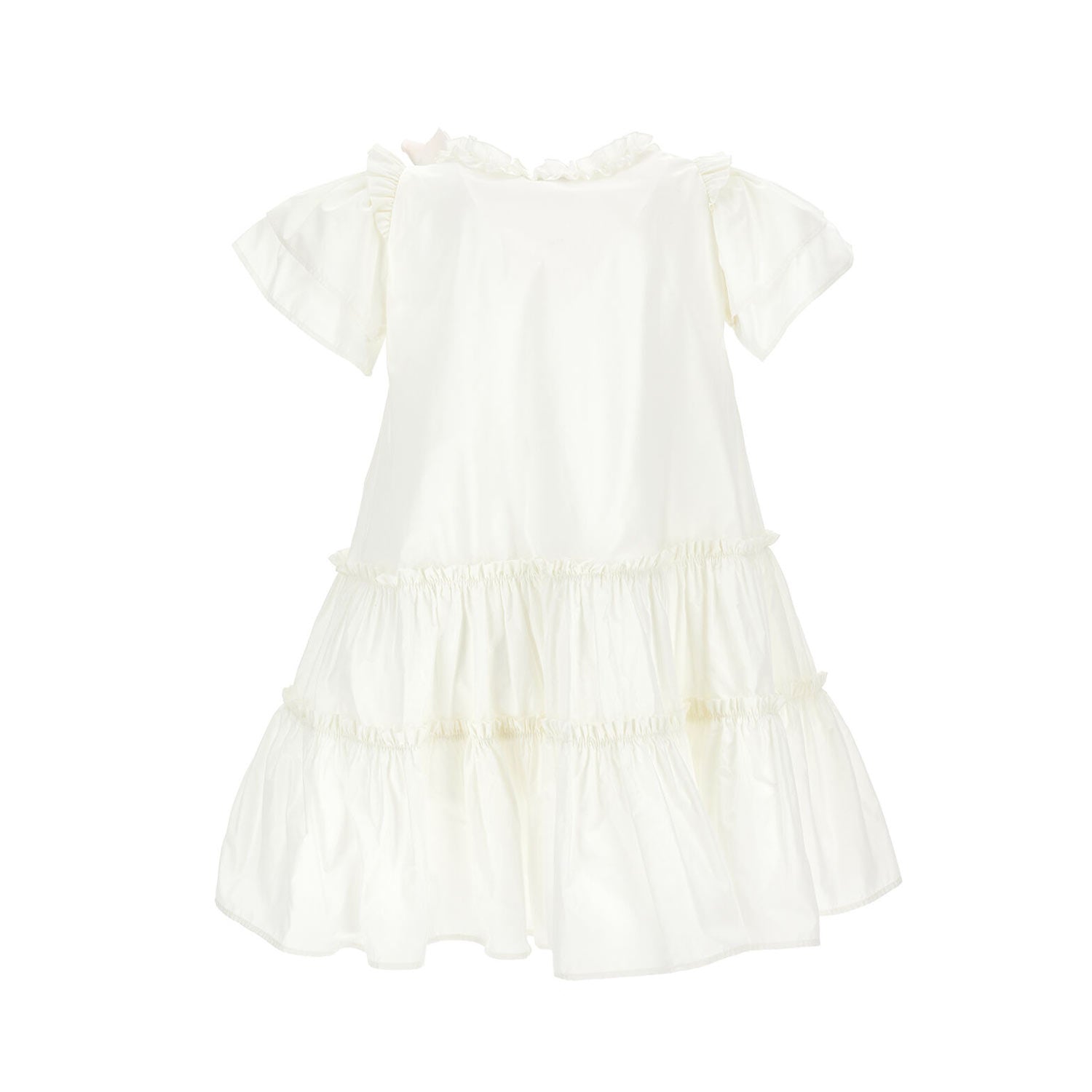 ABITO TAFFETA BIANCO PANNA CON BALZE BAMBINA TEEN - annameglio.com abbigliamento moda