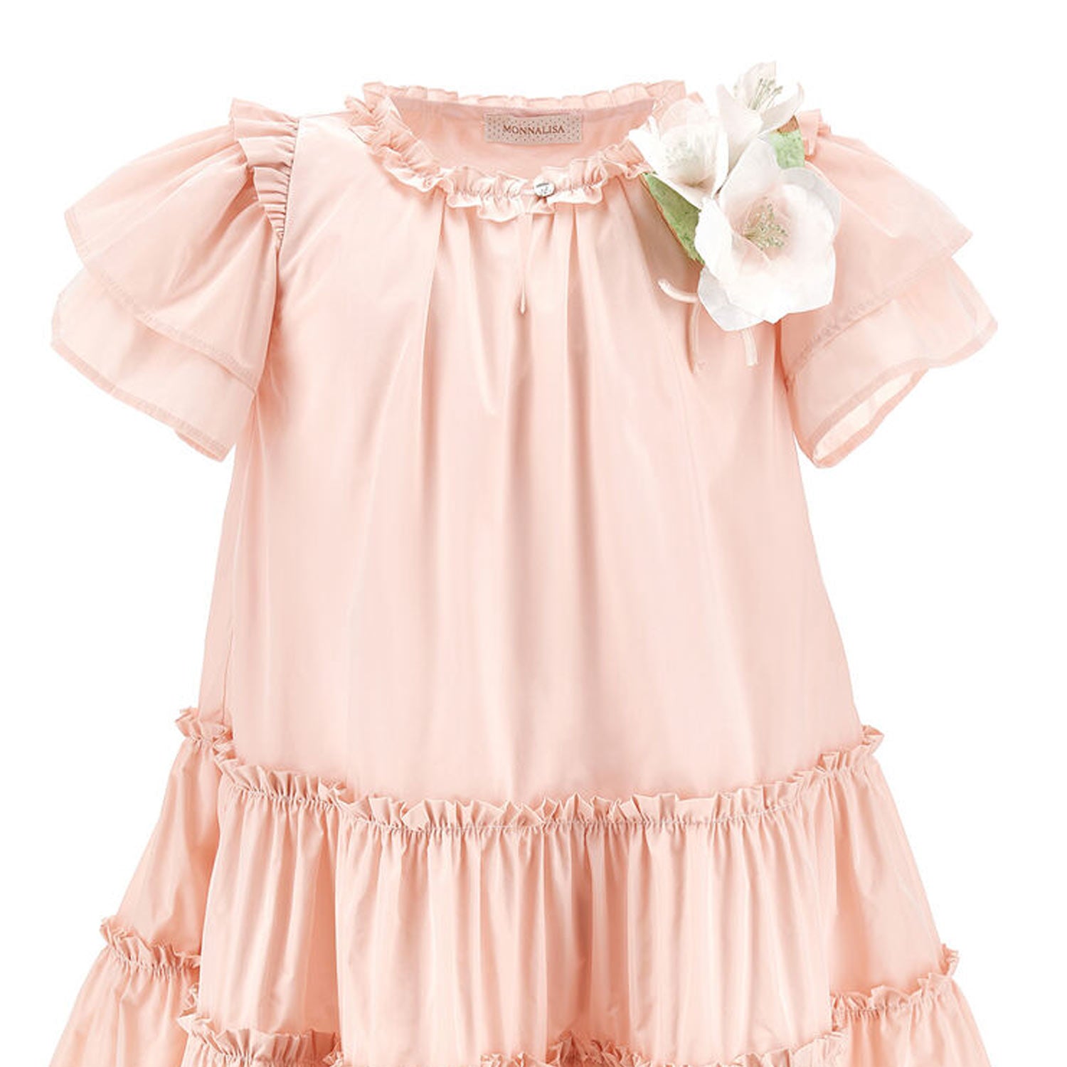 ABITO TAFFETA ROSA ANTICO CON BALZE BAMBINA - annameglio.com abbigliamento moda