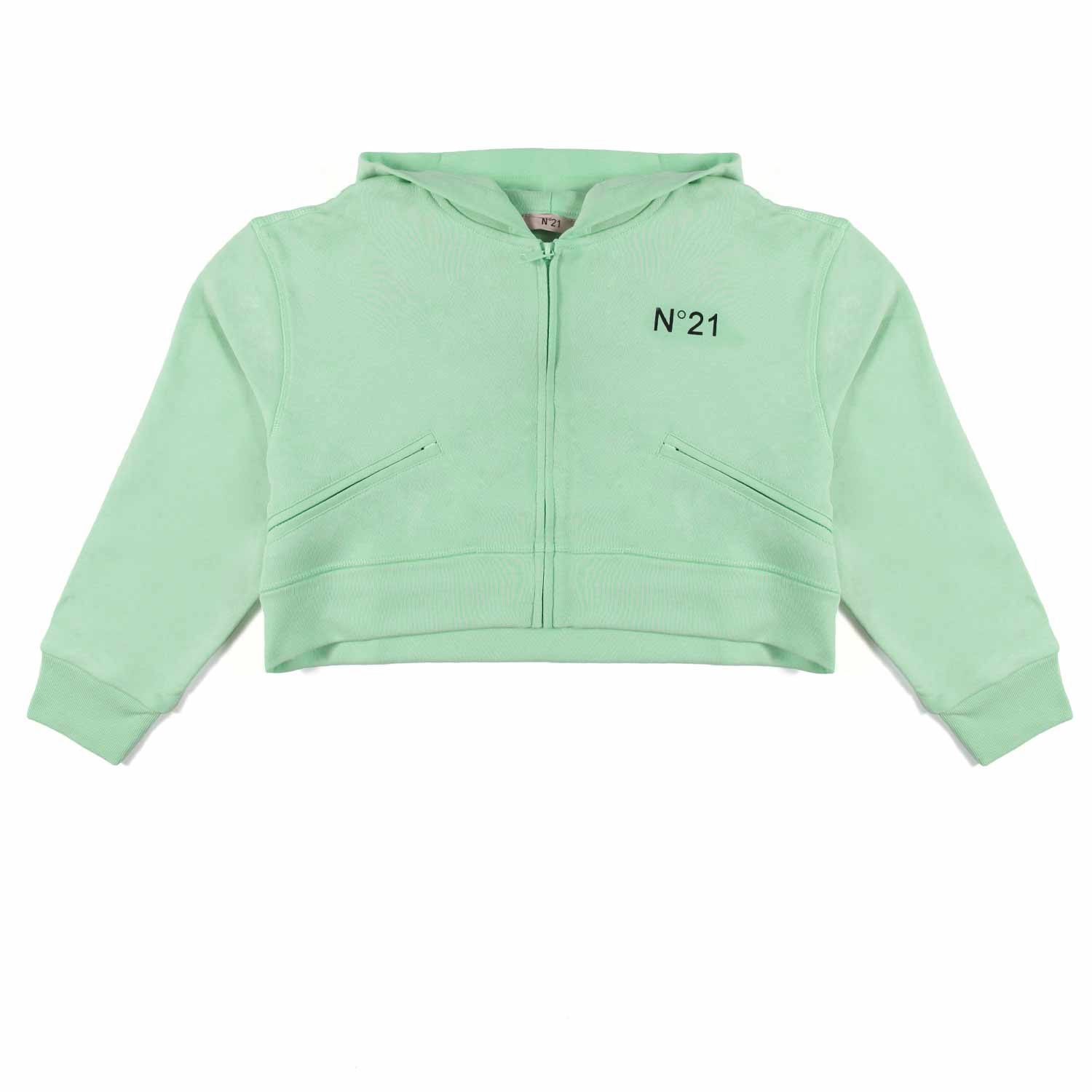 Felpa full zip cropped ragazza verde pastello - annameglio.com abbigliamento moda