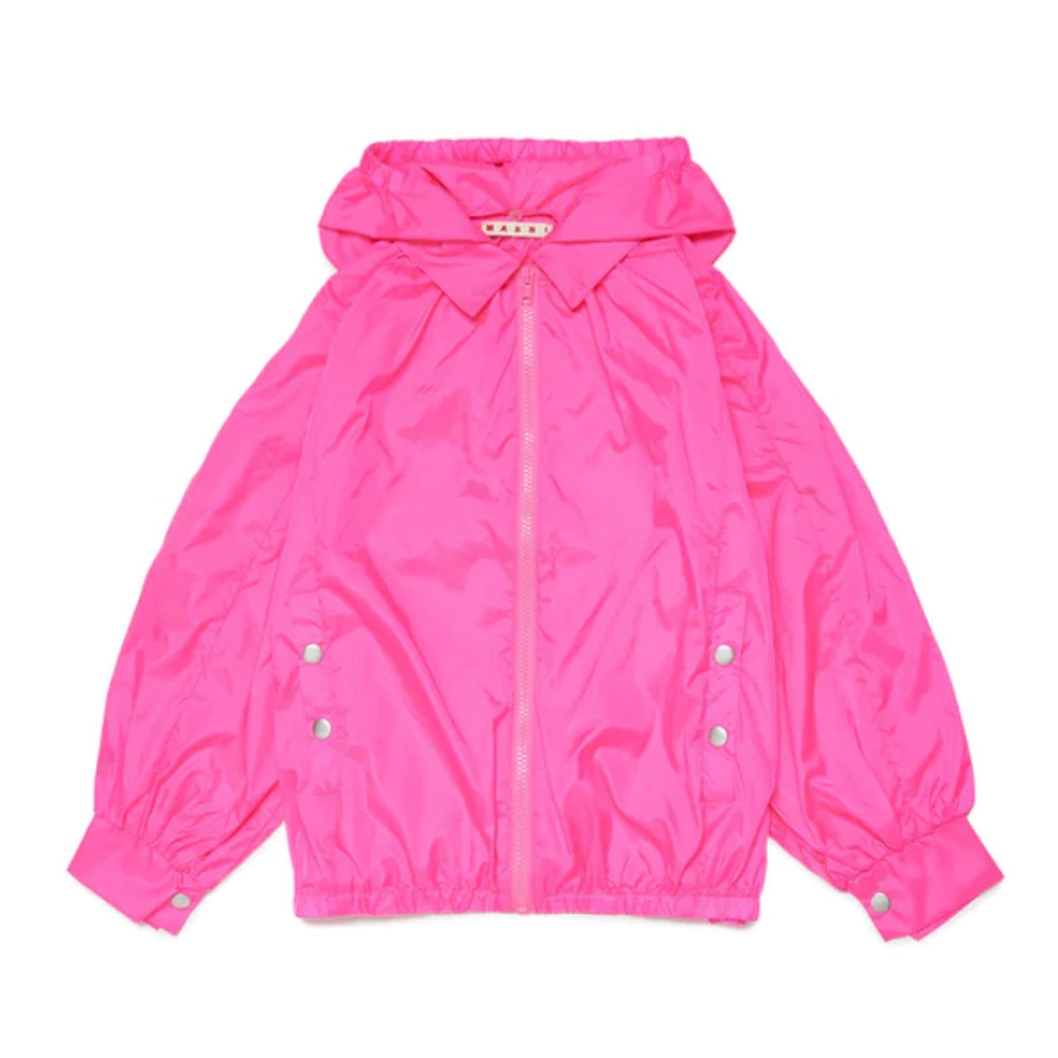 GIACCA IMPERMEABILE ROSA FLUO CON CAPPUCCIO - annameglio.com abbigliamento moda