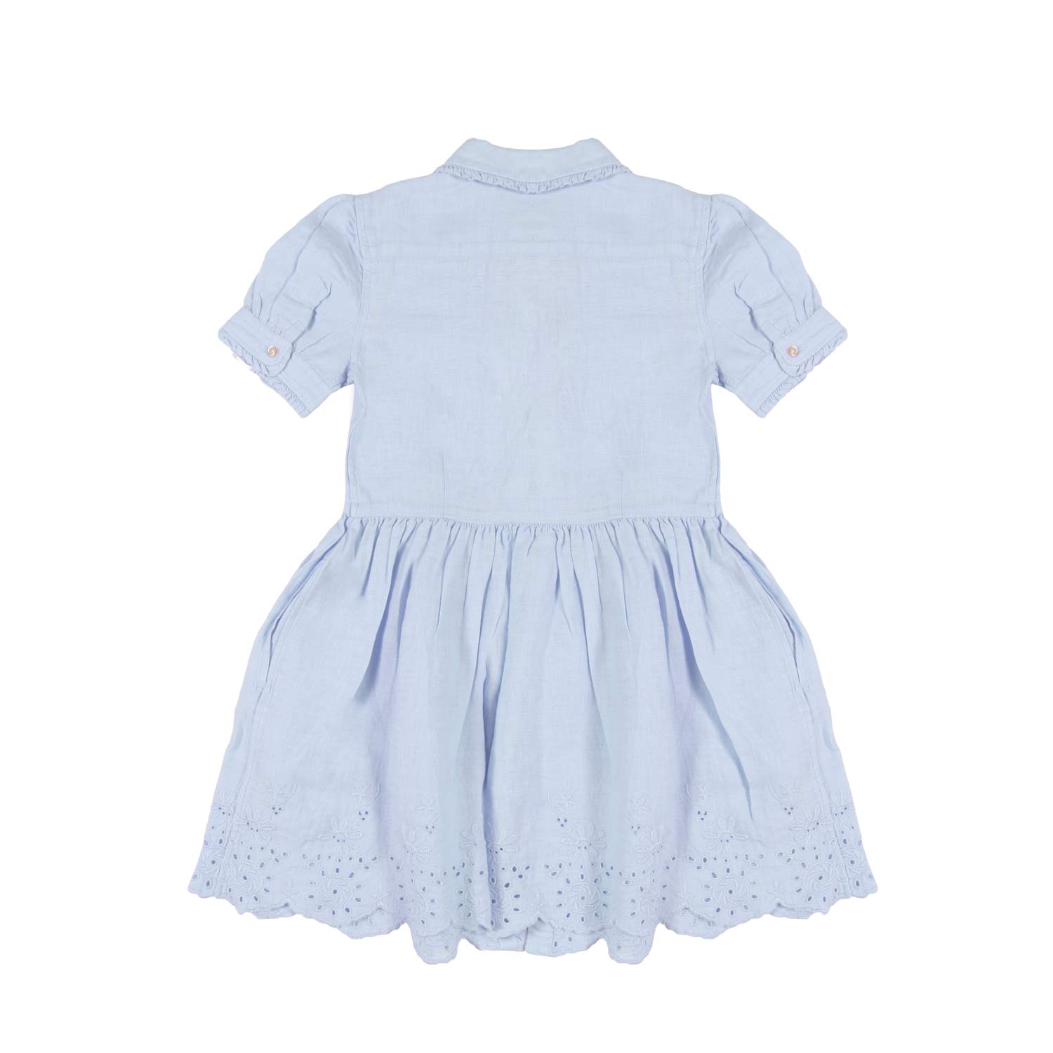 VESTITO CHEMISIER DI LINO CELESTE BAMBINA - annameglio.com abbigliamento moda